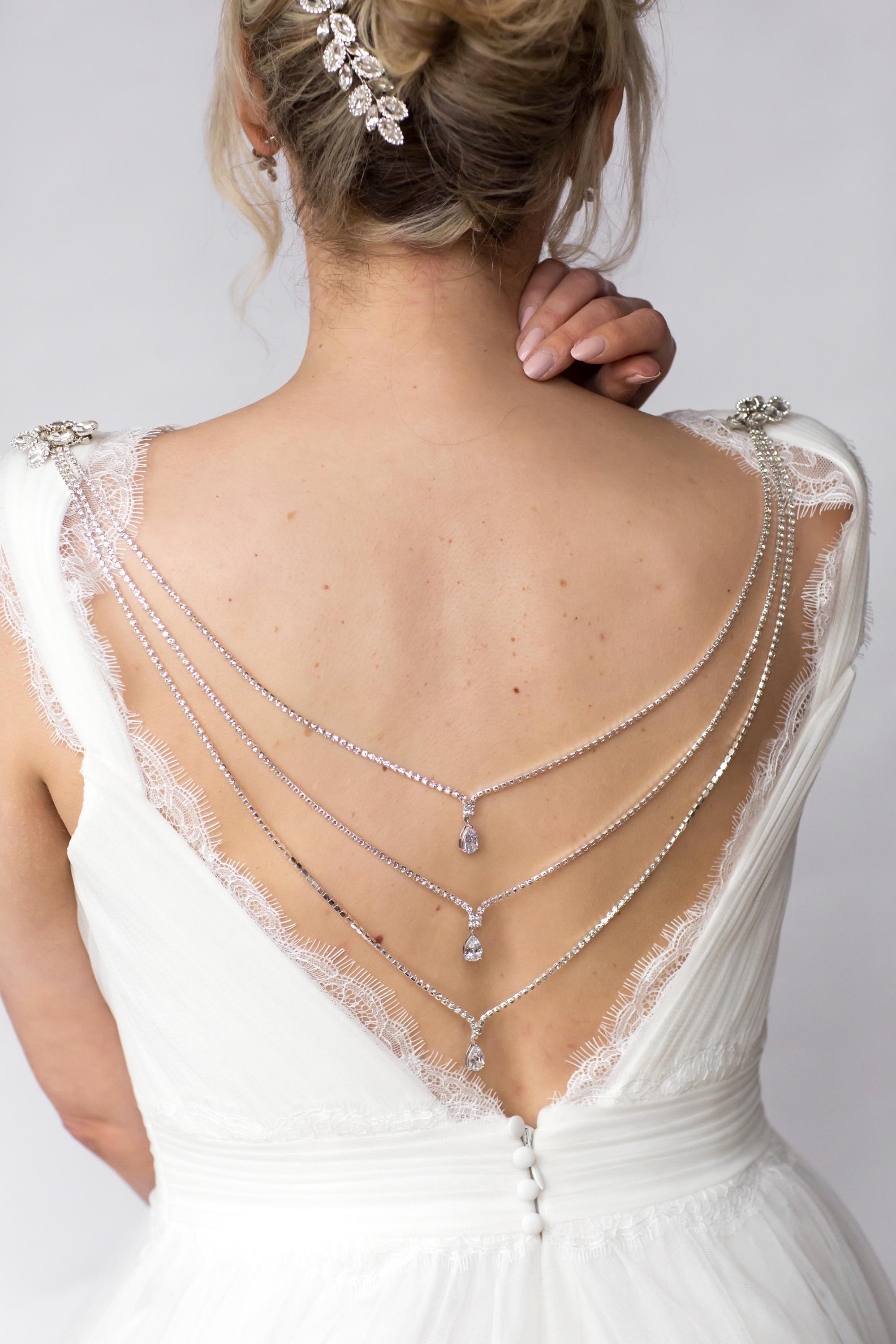 Crysal Bridal Back Drape and matching comb by Emma Rose Jewellery