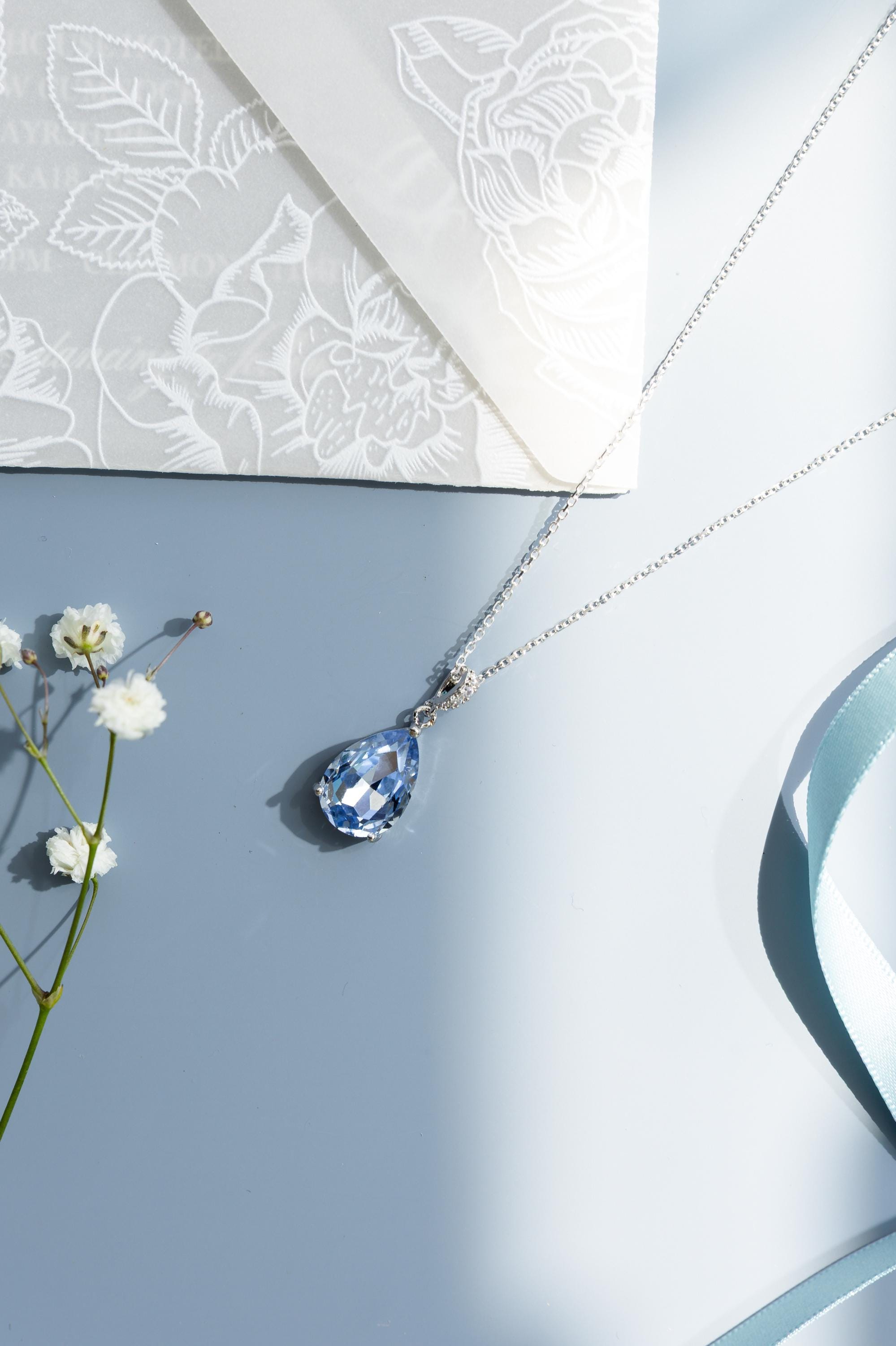 light blue bridal necklace for Bride