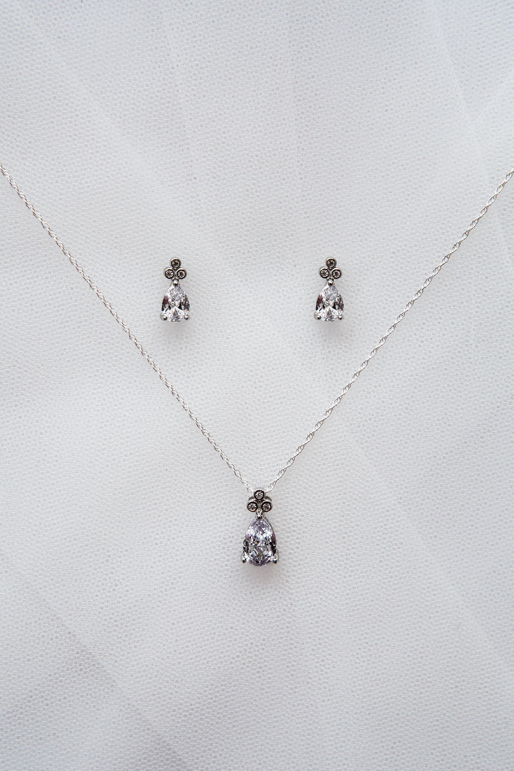 sterling silver drop jewellery set for bride or gifting bridesmaids