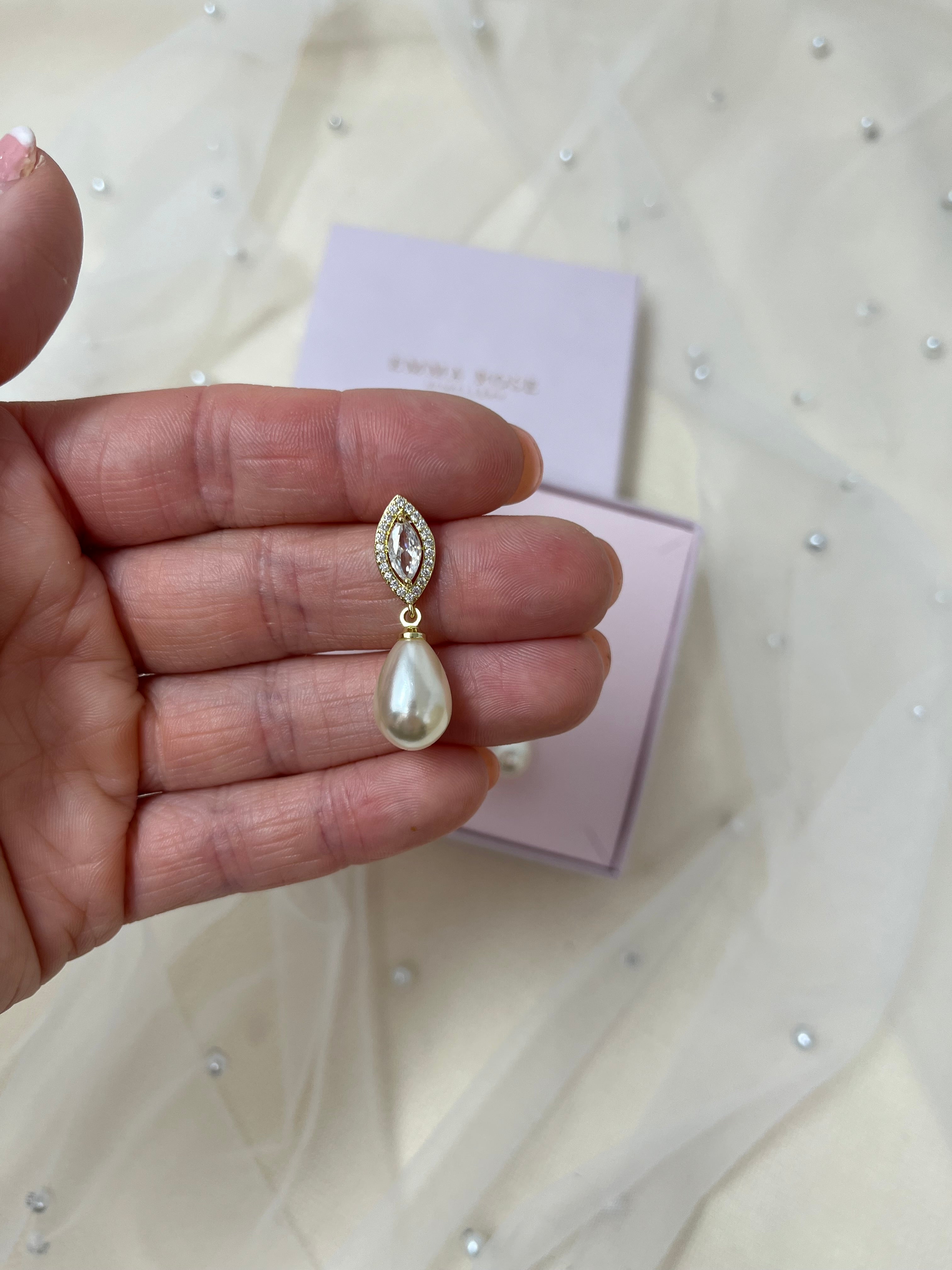 Pearl Marquise Bridal Jewellery Set