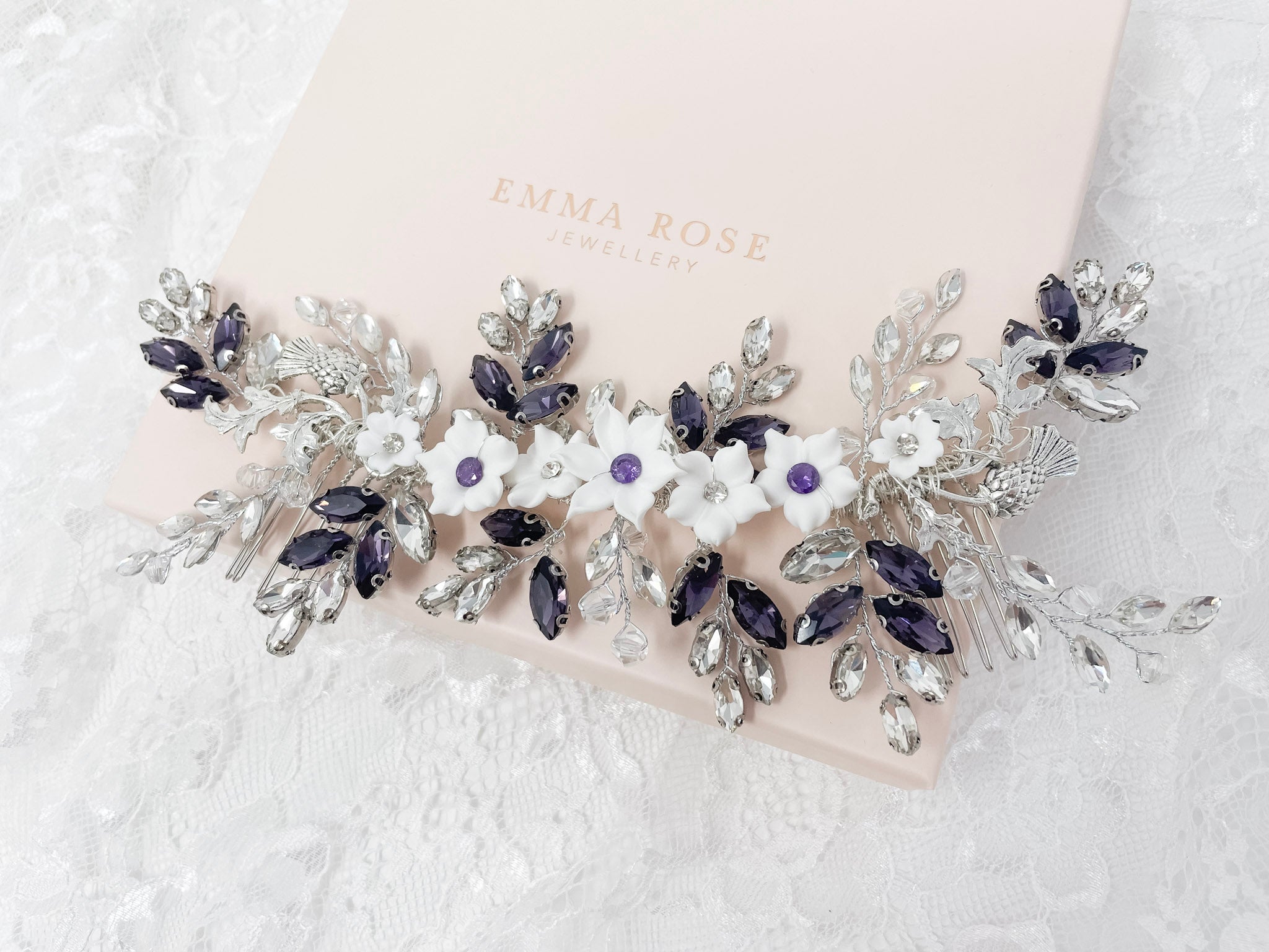 Purple and Clay Flower Hair Vine