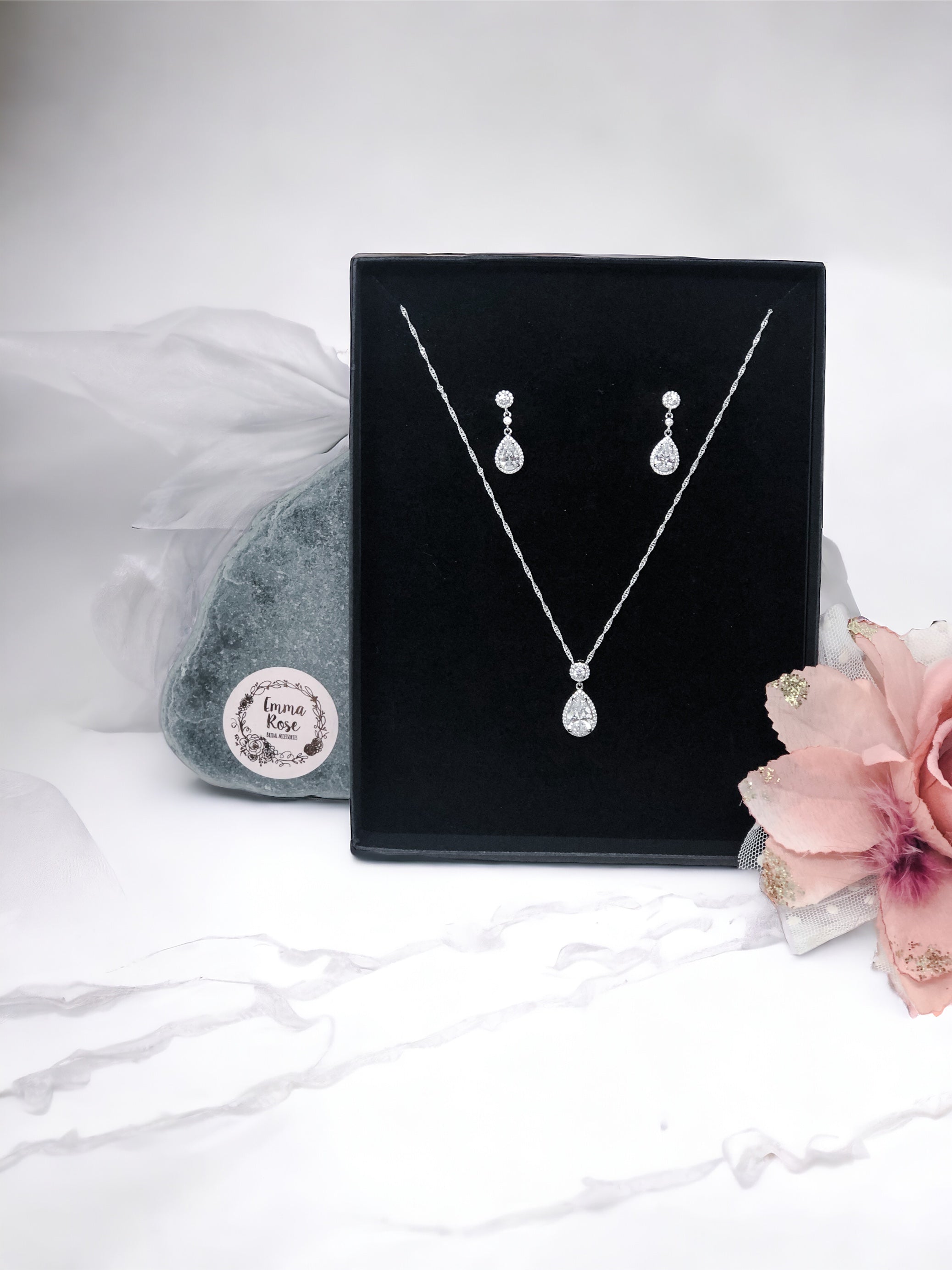 Sterling Silver Halo Jewellery Set