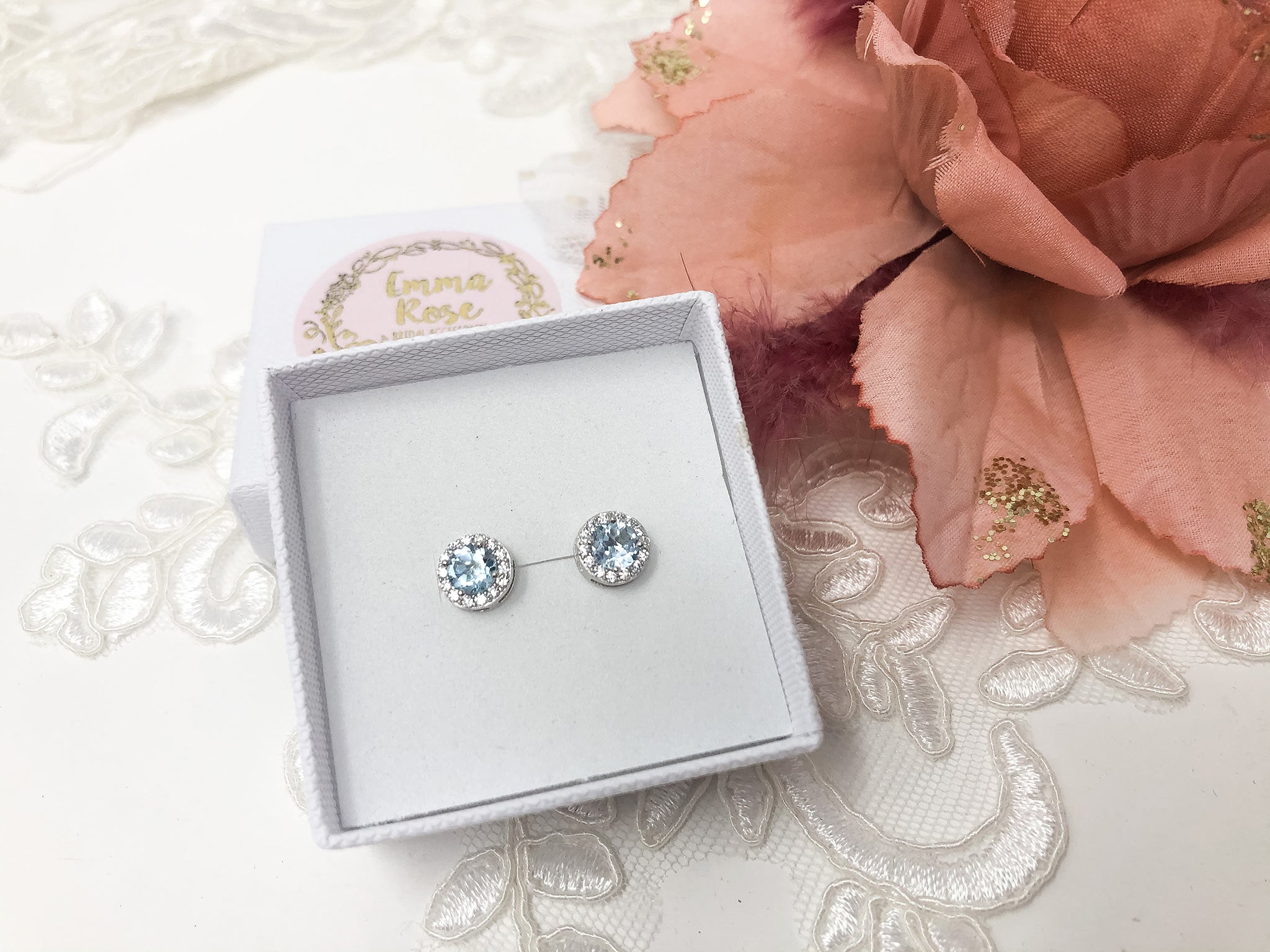 Sterling Silver Blue Topaz Stud