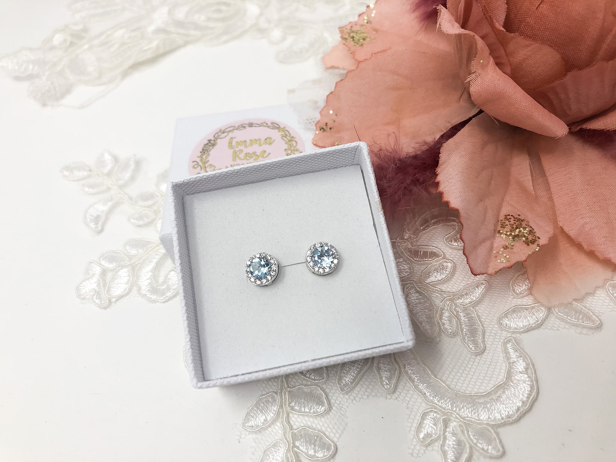 Sterling Silver Blue Topaz Stud