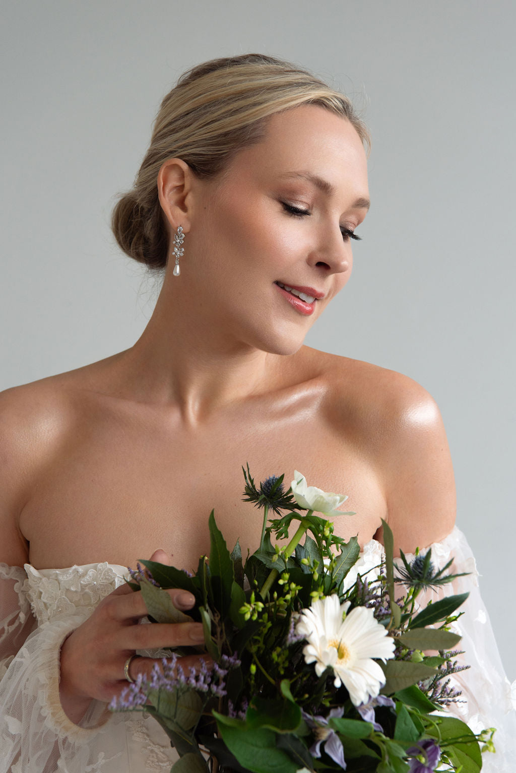 Intricate Pearl Drop Long Bridal Earrings