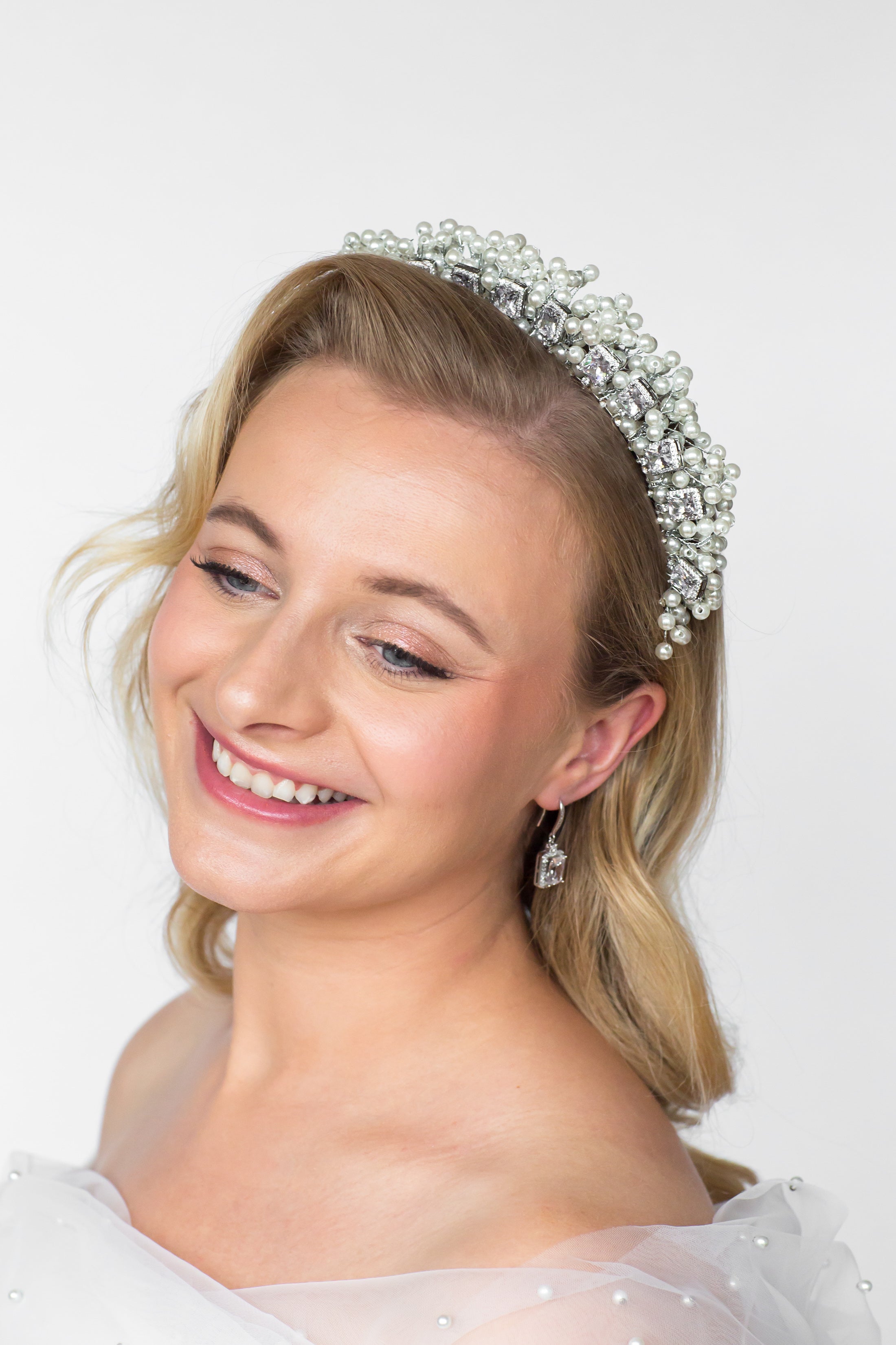Regal CZ and Pearl Bridal Crown