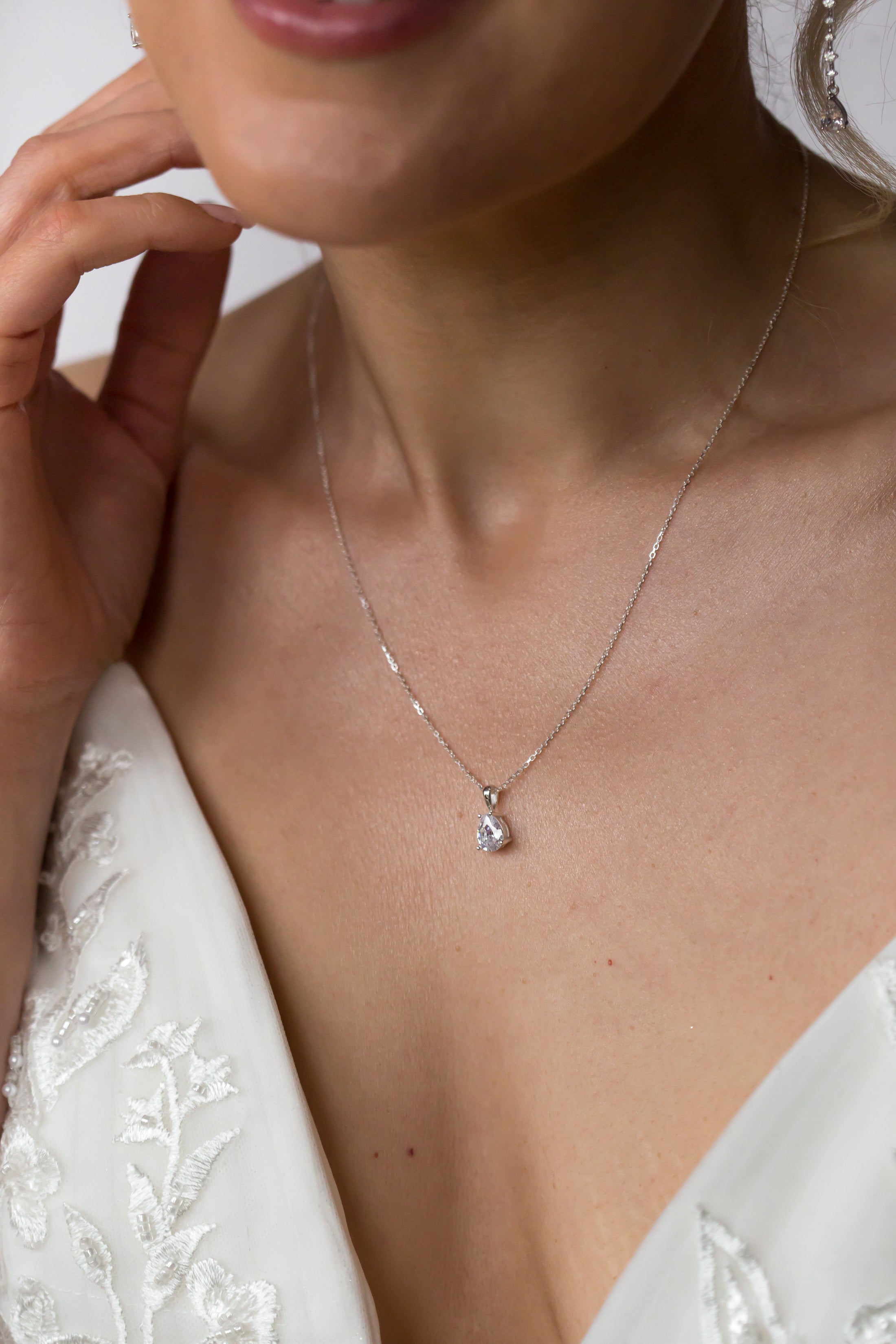 Sterling Silver Pear Stud Jewellery Set