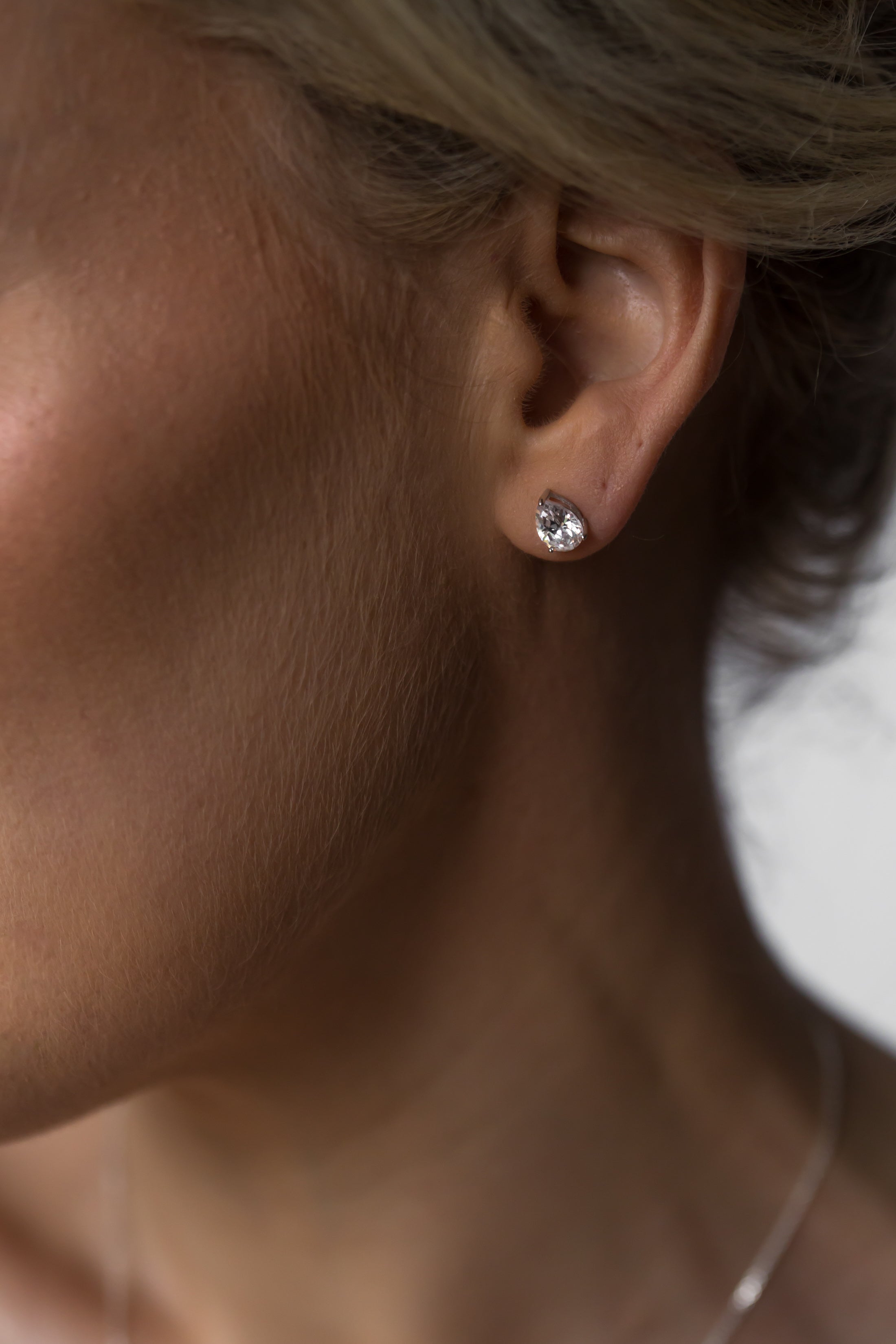 Sterling Silver Pear Stud Jewellery Set