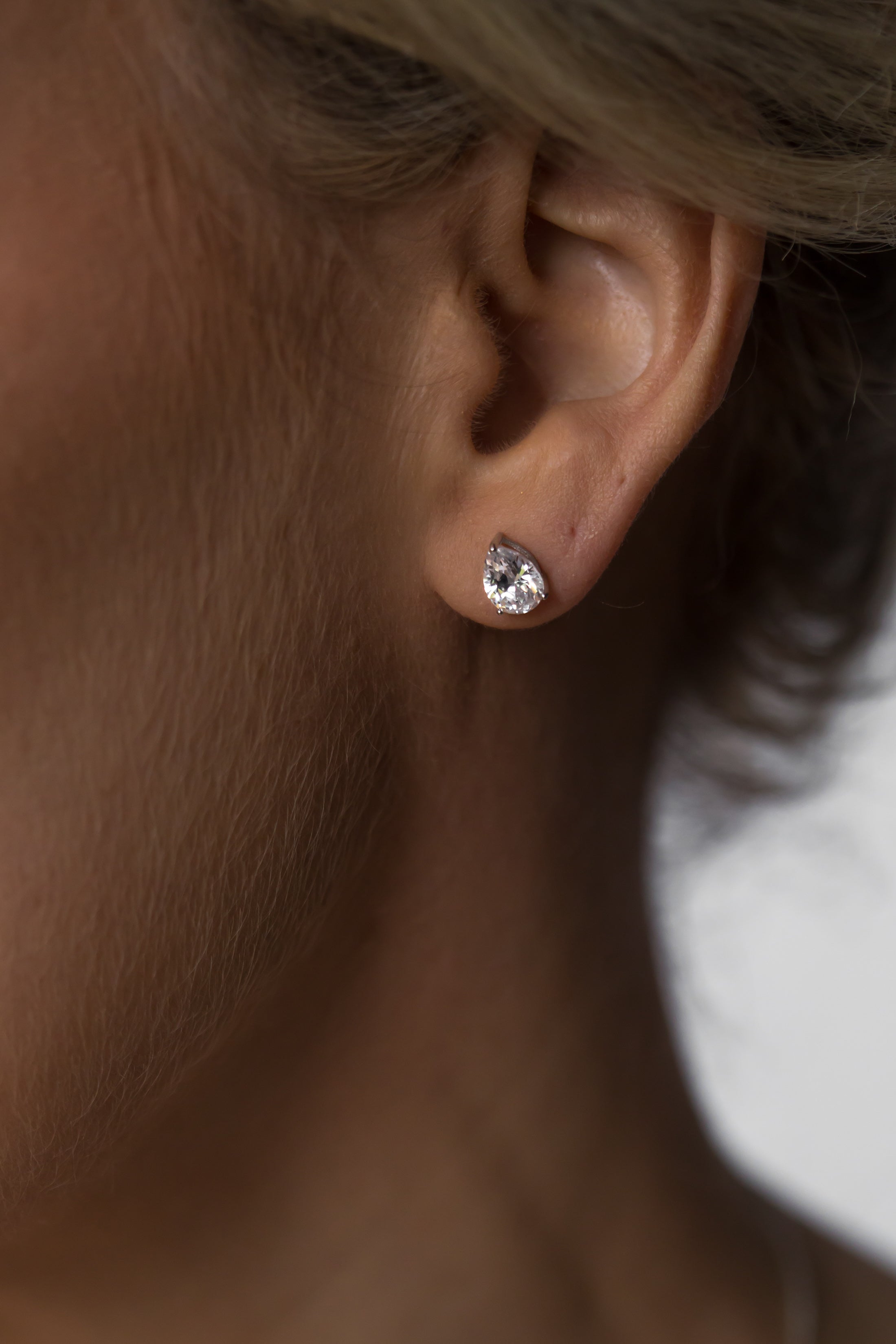 Sterling Silver Pear Stud Jewellery Set