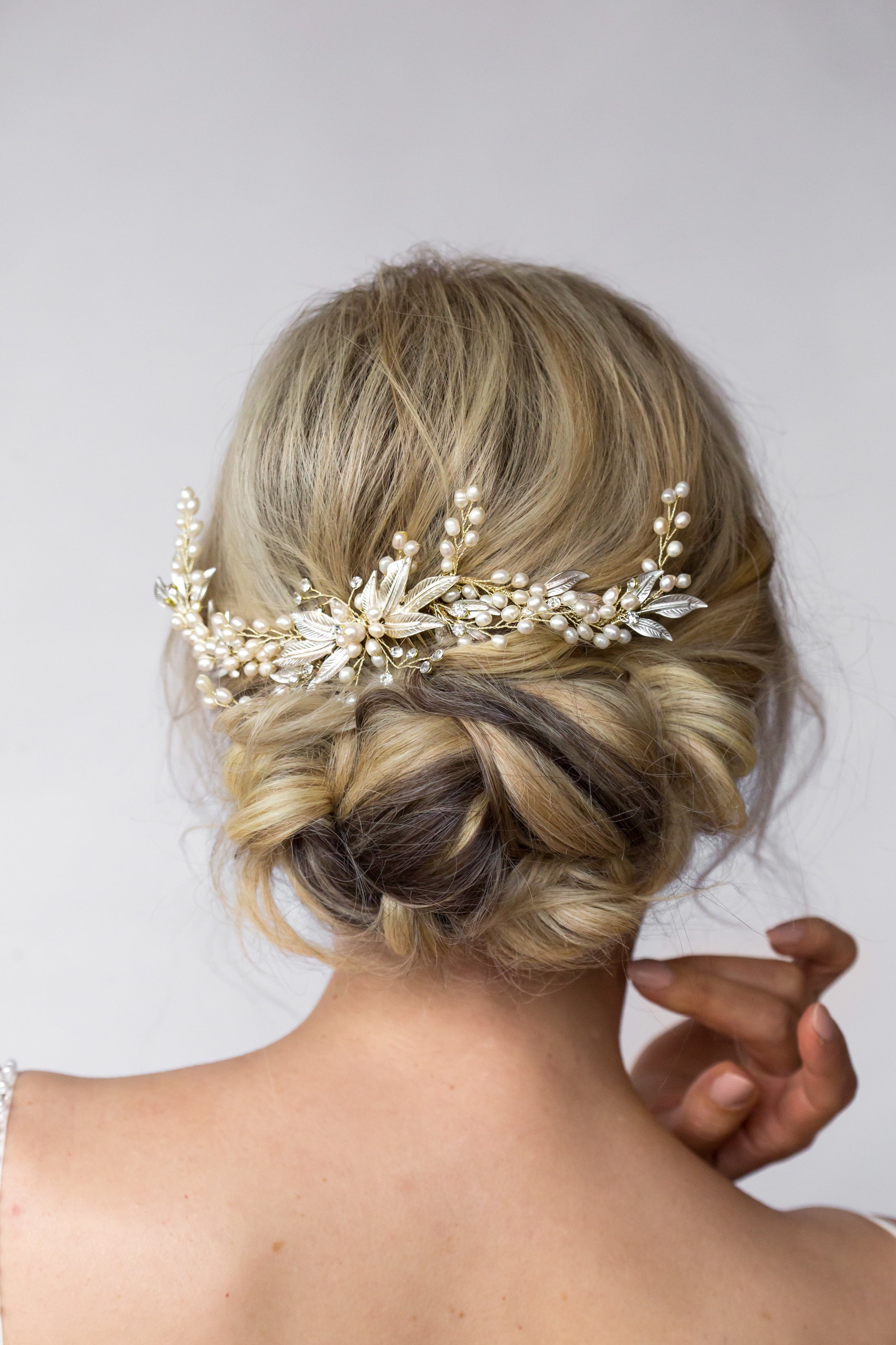 Gold and Pearl Bridal Hair Comb