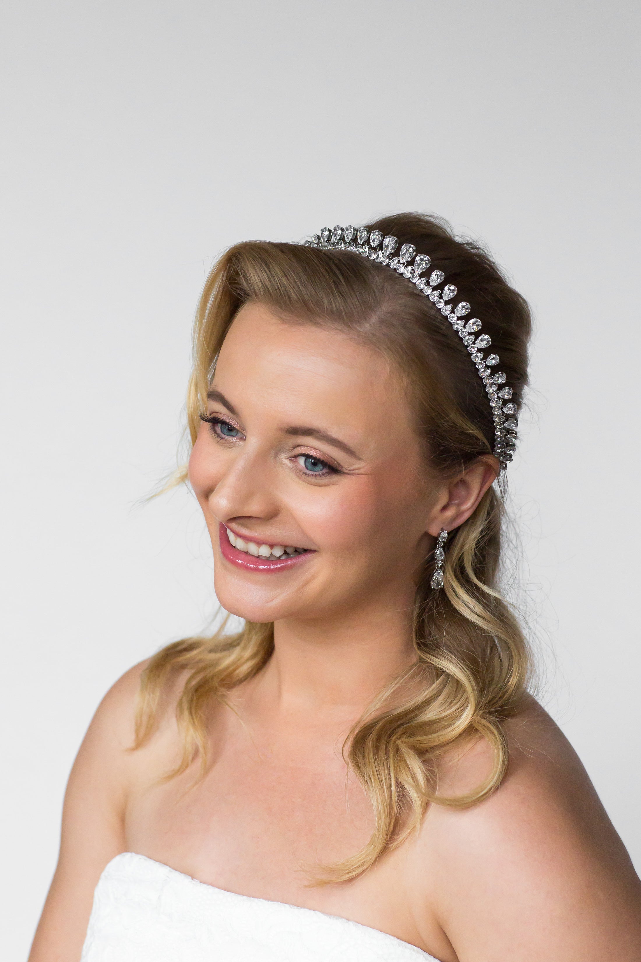 Silver Teardrop Crystal Bridal Crown Tiara