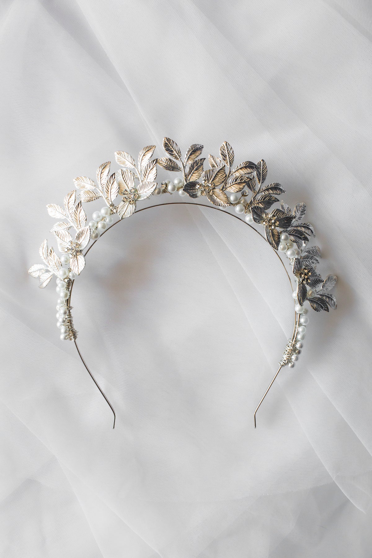 Dazzling Silver Leaf Tiara Silver Tiara Collection | Elegant Bridal Tiaras with  main image 4