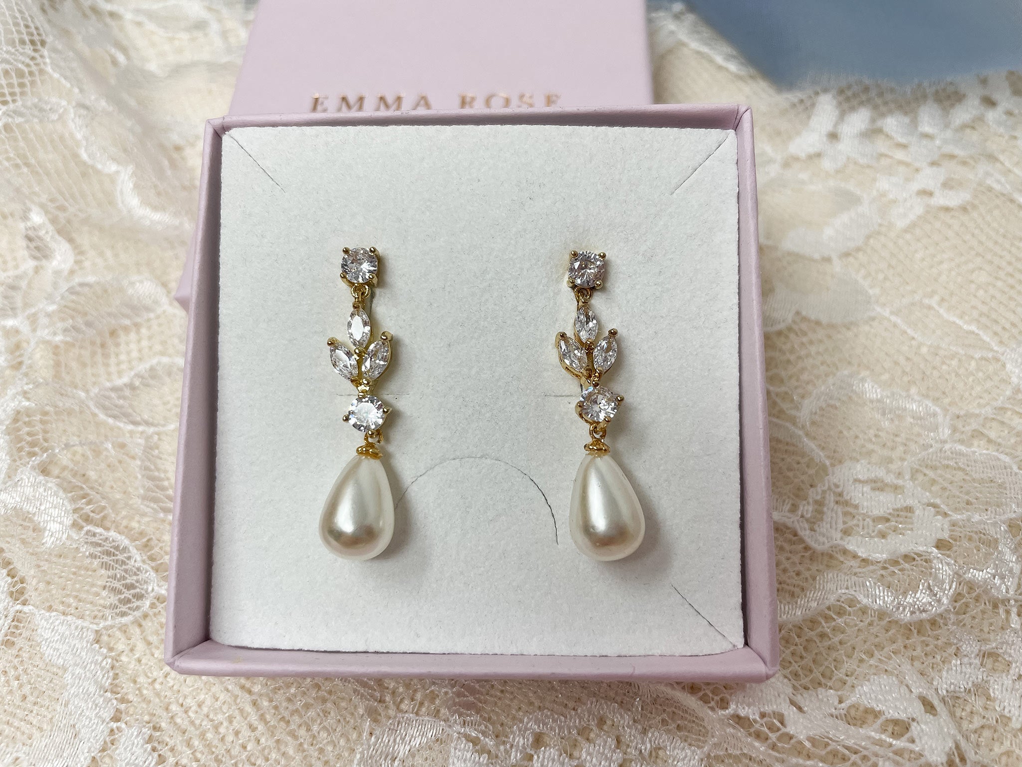 Pearl Drop Earring, Necklace and Bracelet Bridal Jewellery Set