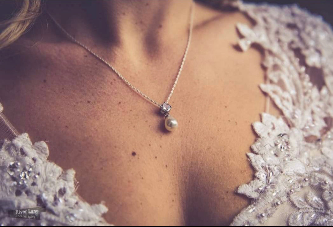 Pearl Drop Earring, Necklace and Bracelet Bridal Jewellery Set