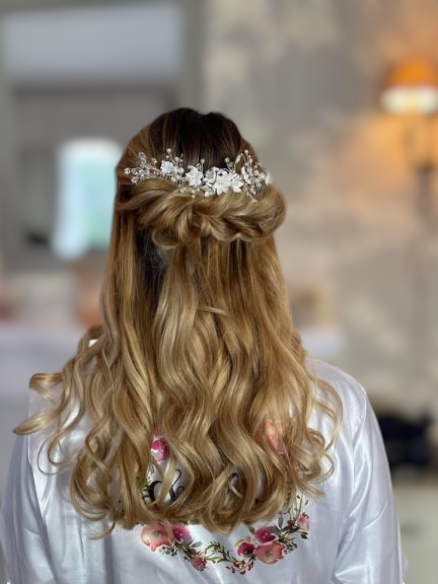 Clay Flower Wedding Hair Comb