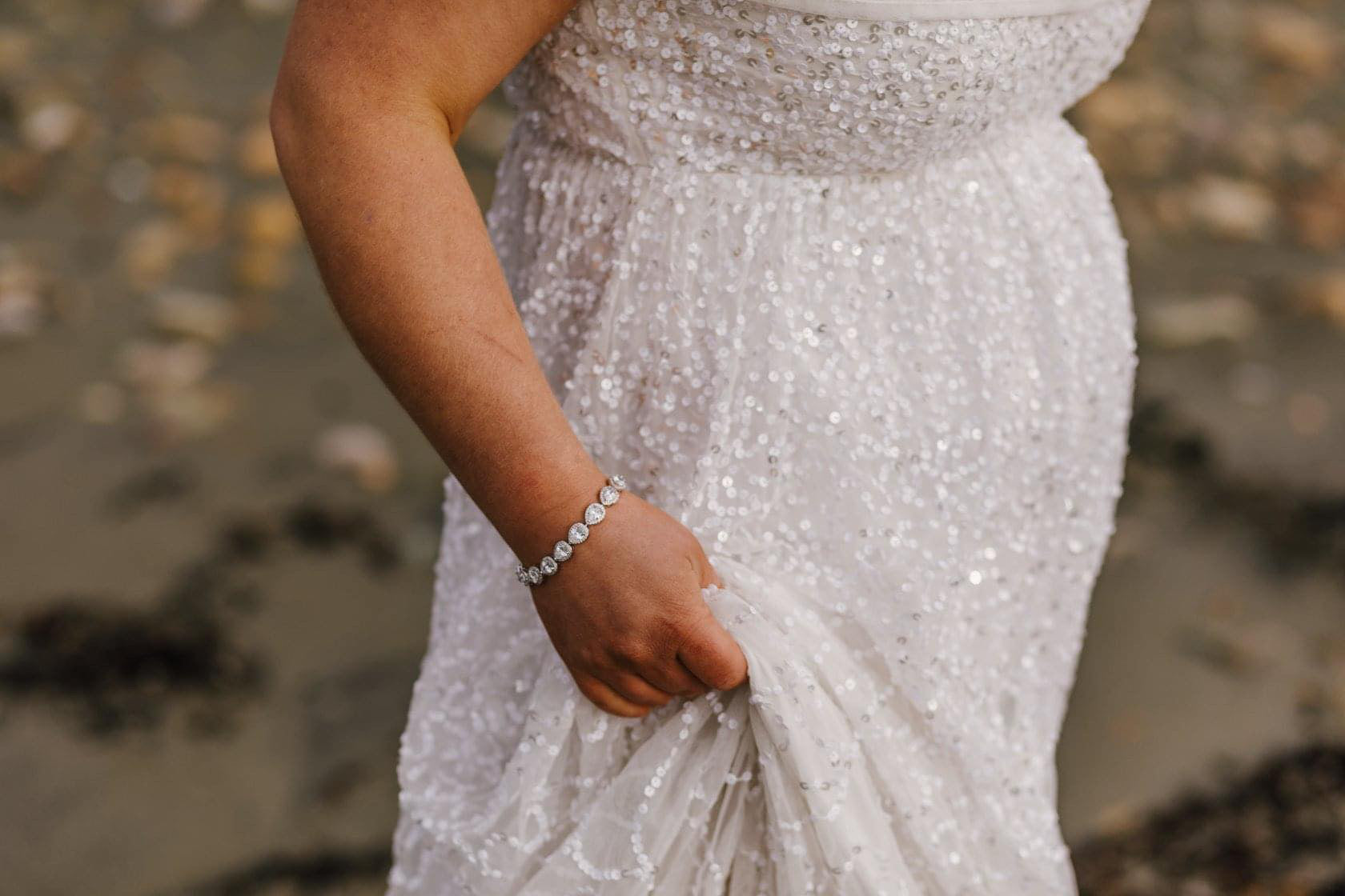 Halo Earring, Necklace and Bracelet Bridal Jewellery Set
