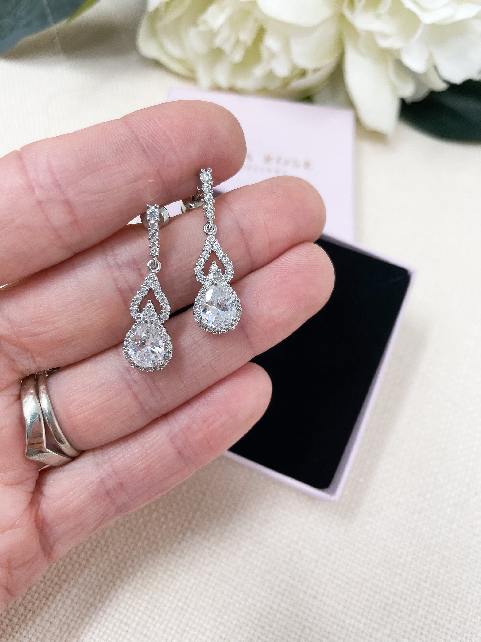 Small Crystal Drop Bridal Earrings