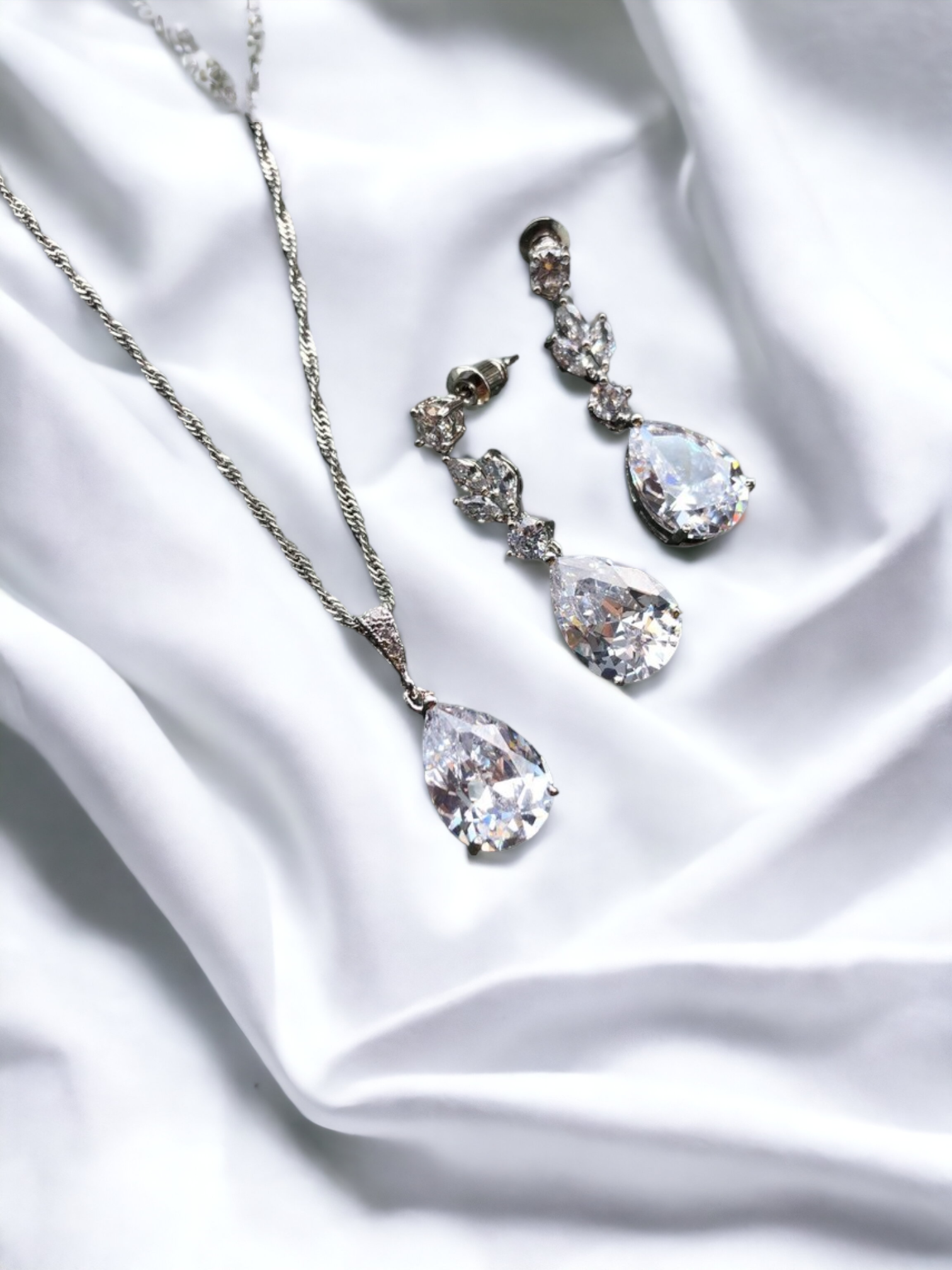 Rose Gold Teardrop Bridal Jewellery Set