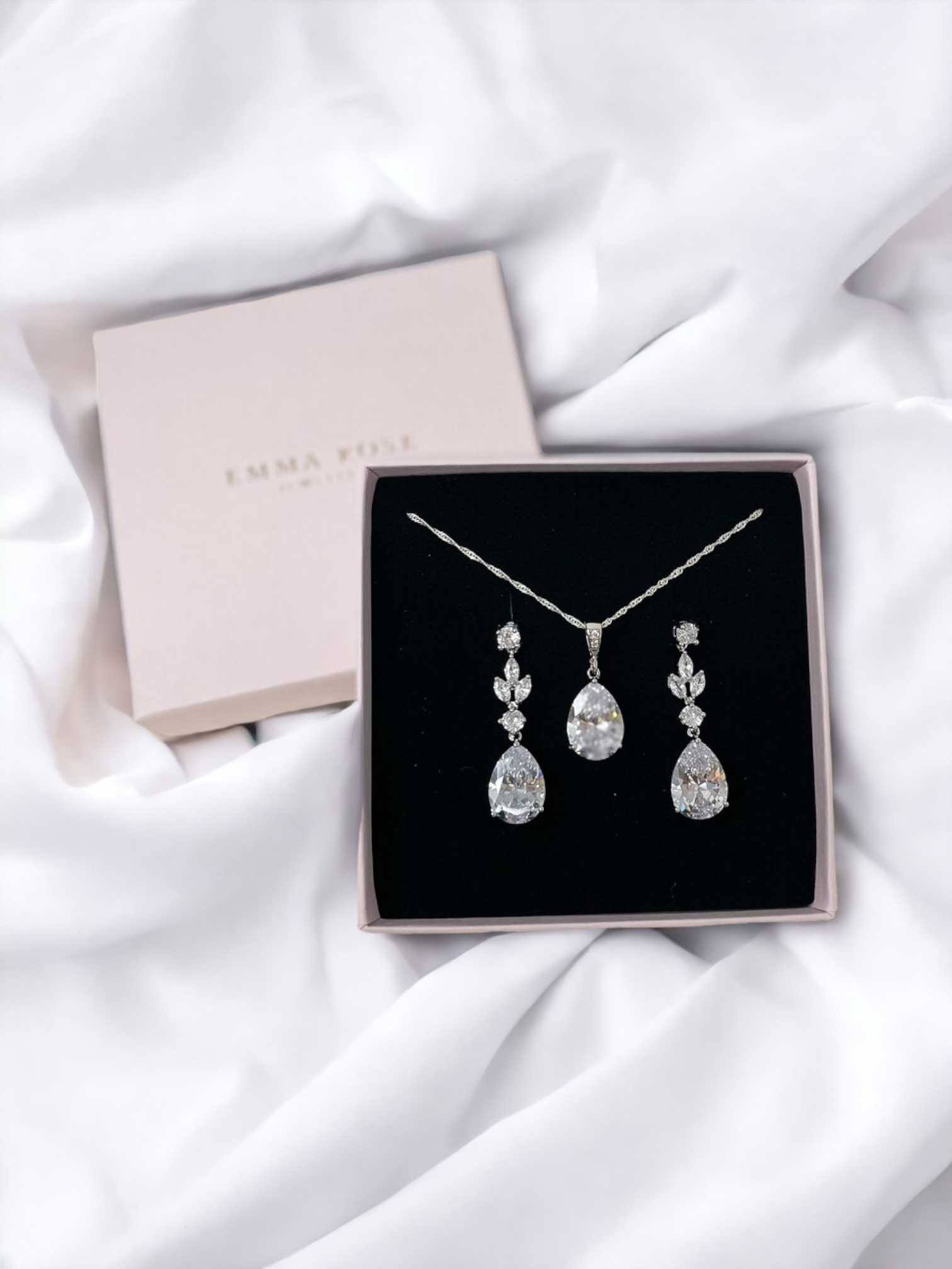Rose Gold Teardrop Bridal Jewellery Set