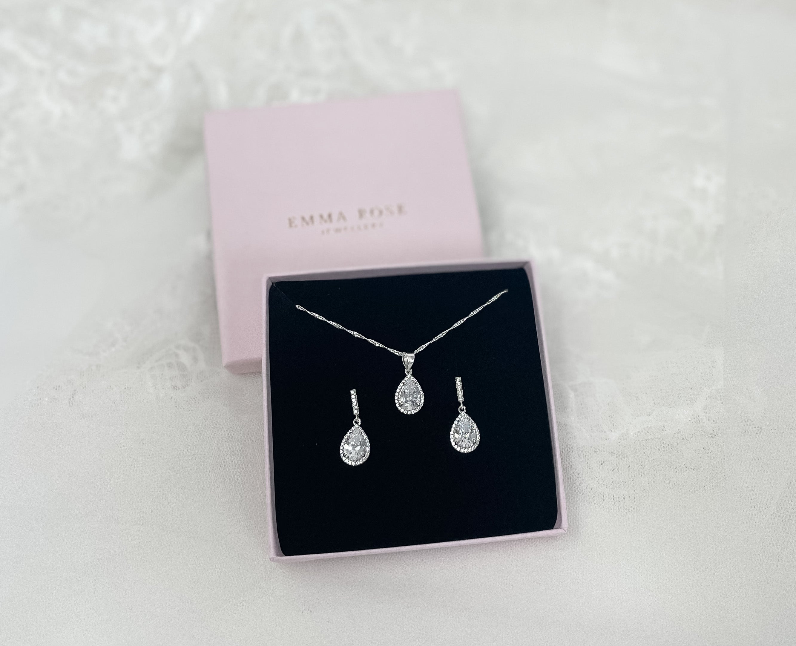 Crystal Teardrop Bridal Jewellery Set