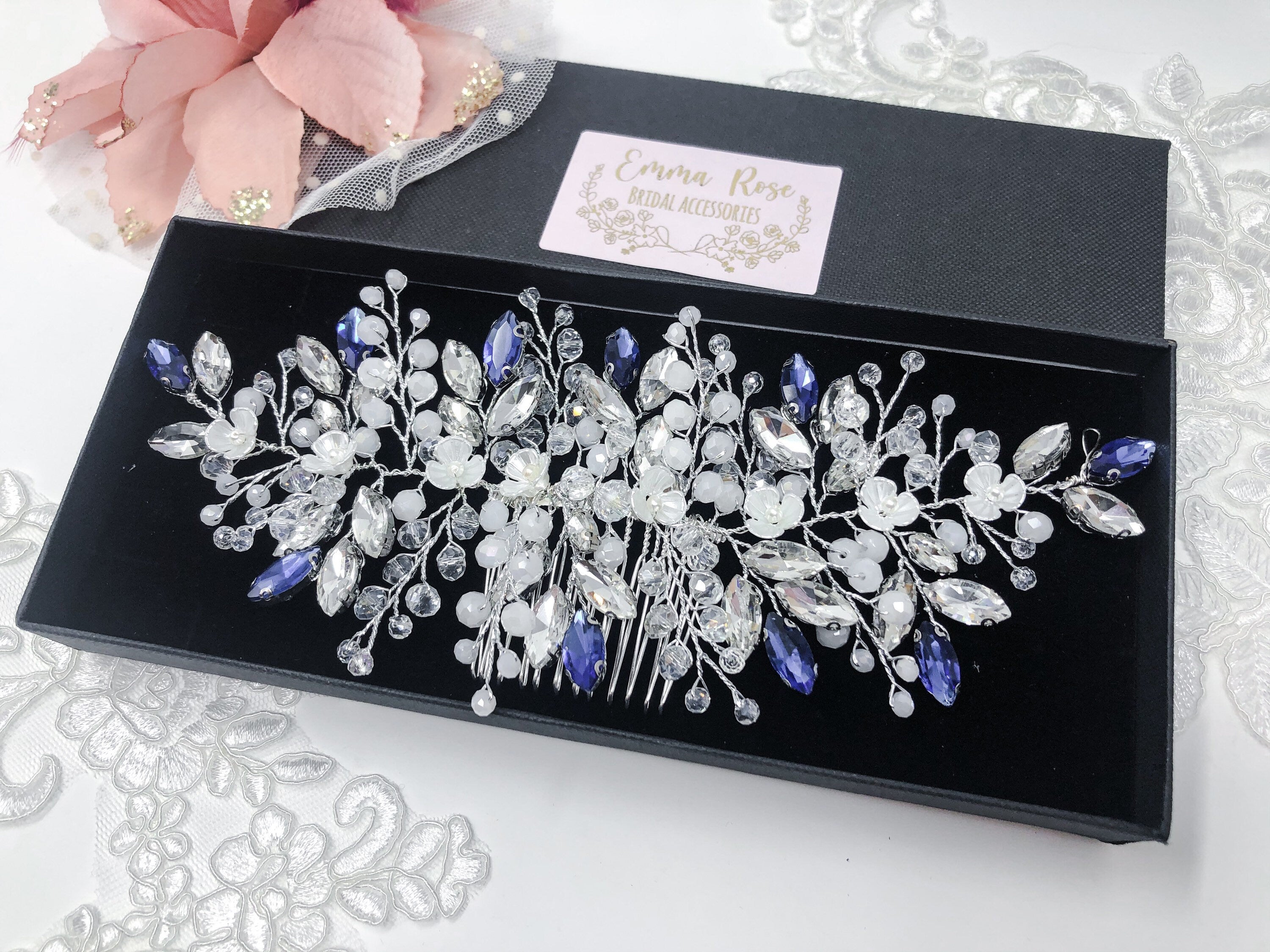 Large Sapphire Blue Hair Vine