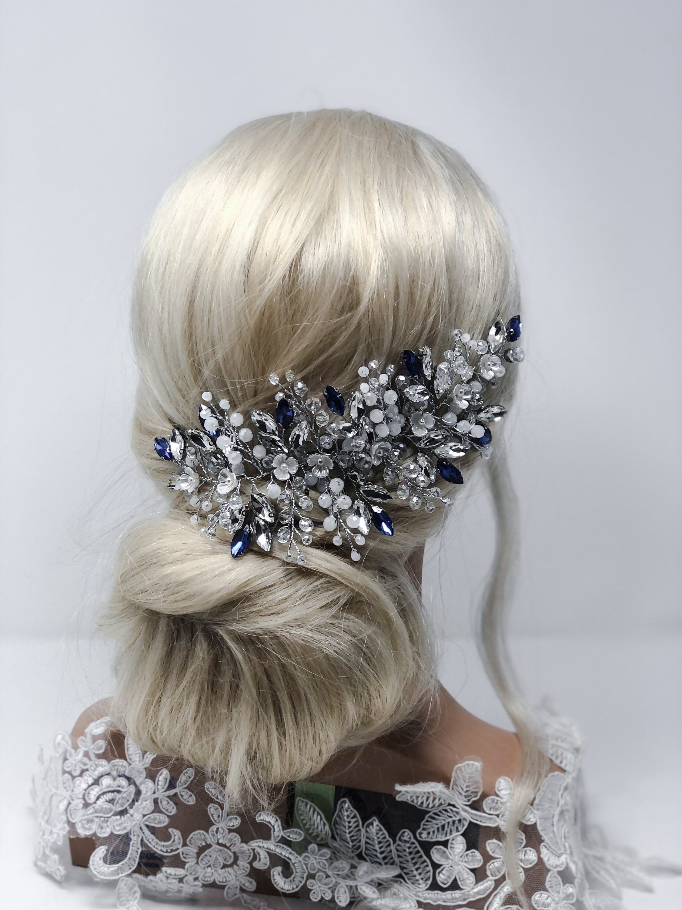 Large Sapphire Blue Hair Vine