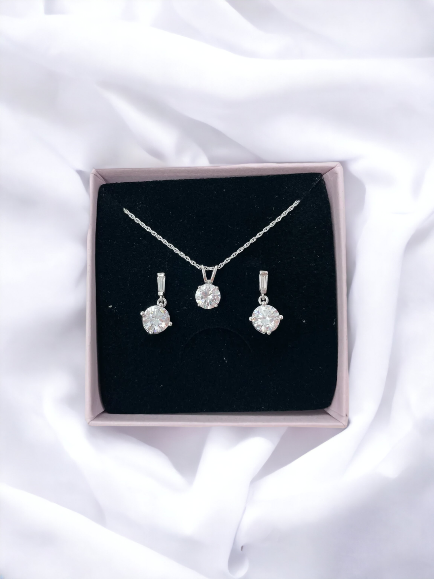 Round CZ Sterling Silver Jewellery Set