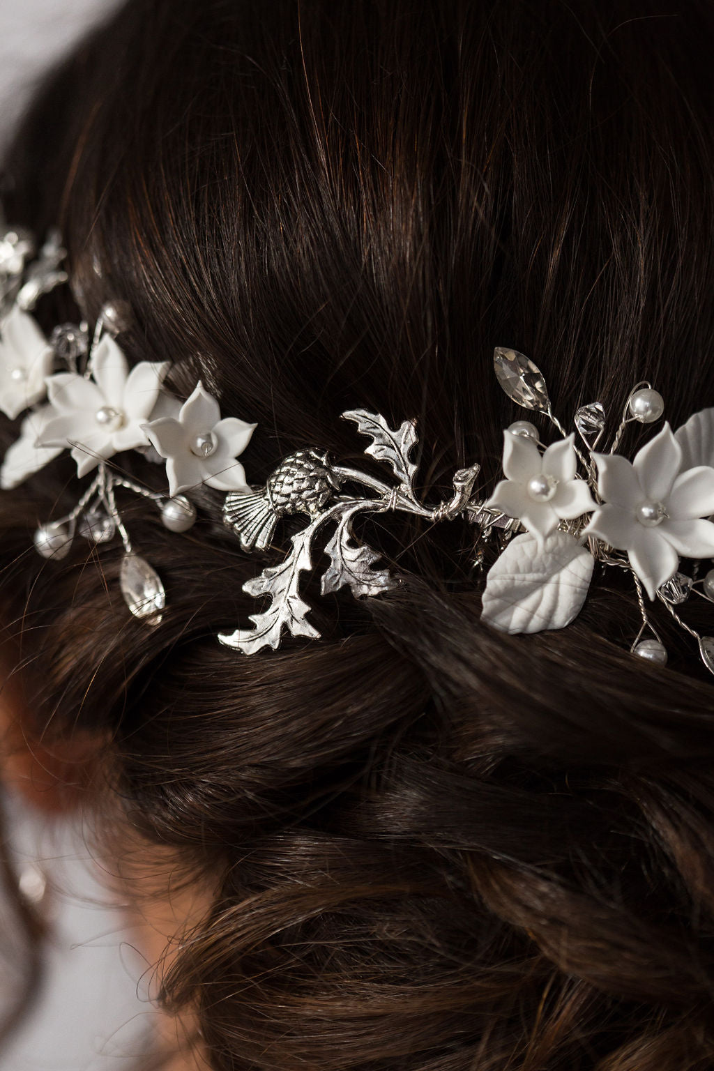 Thistle and Clay Flower Hair Vine Comb