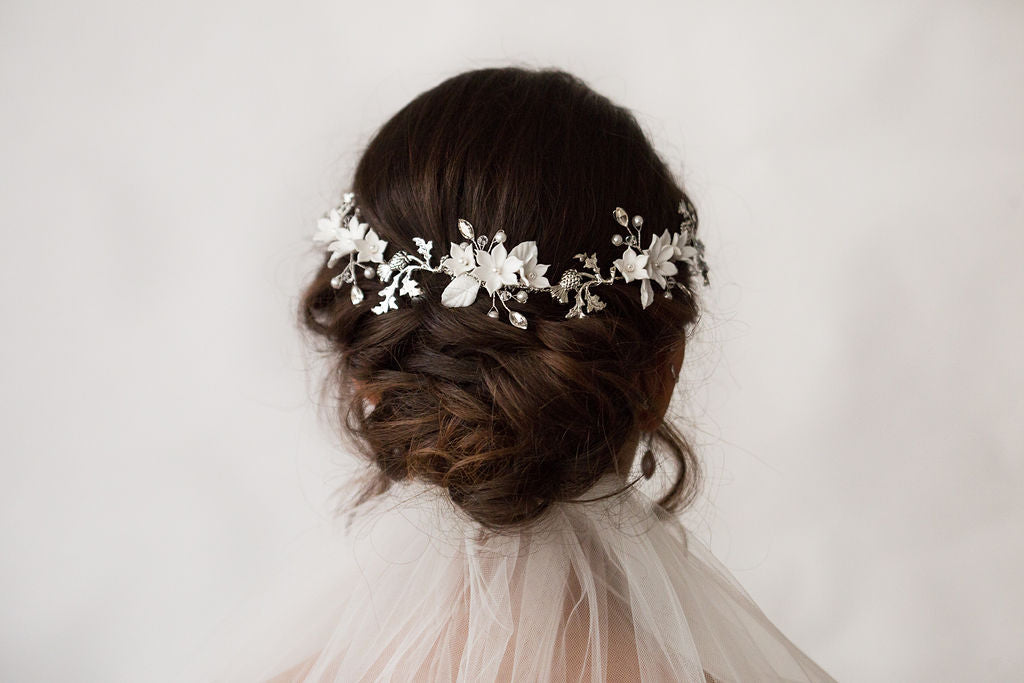 Thistle and Clay Flower Hair Vine Comb