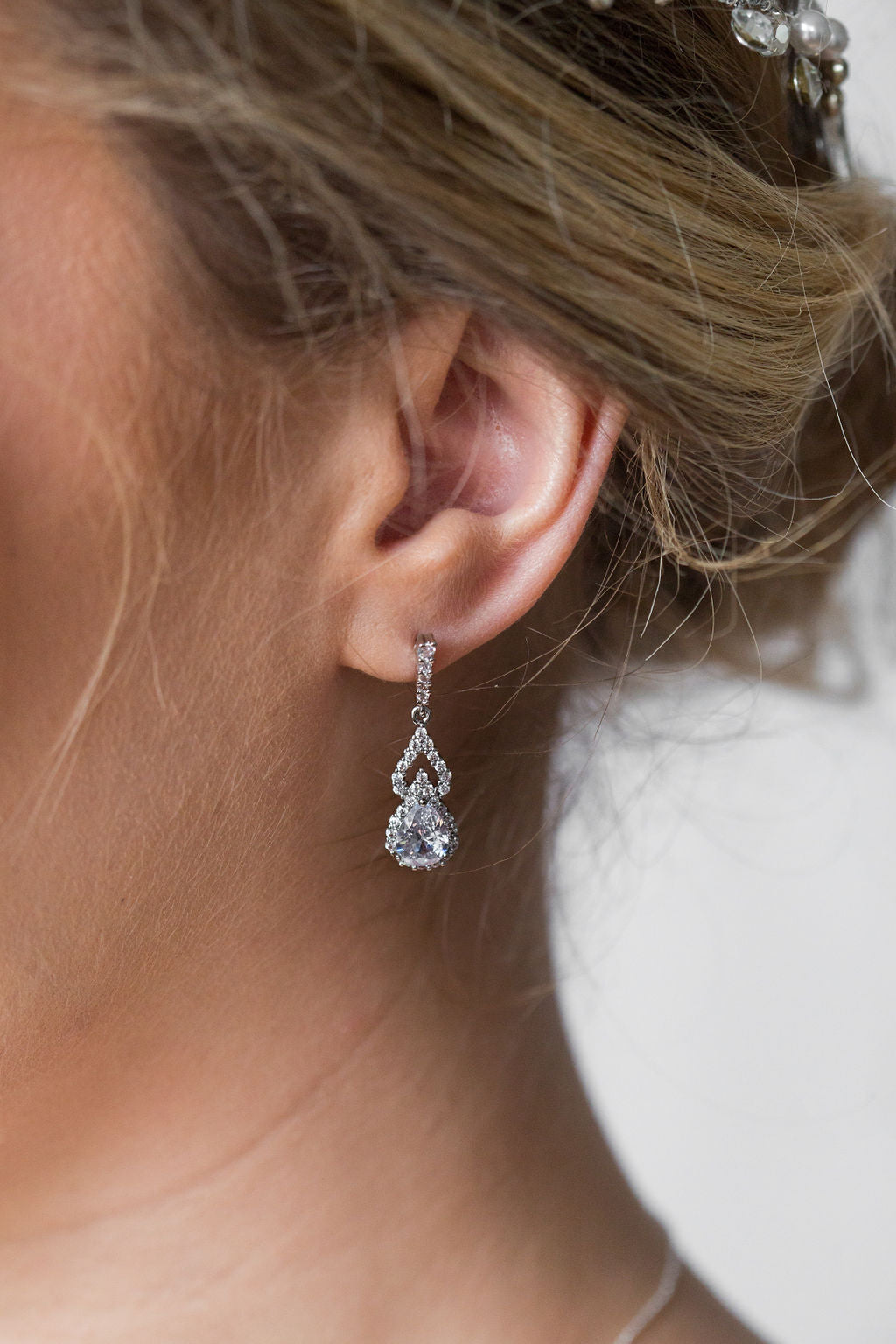 Delicate Crystal Drop Bridal Jewellery Set