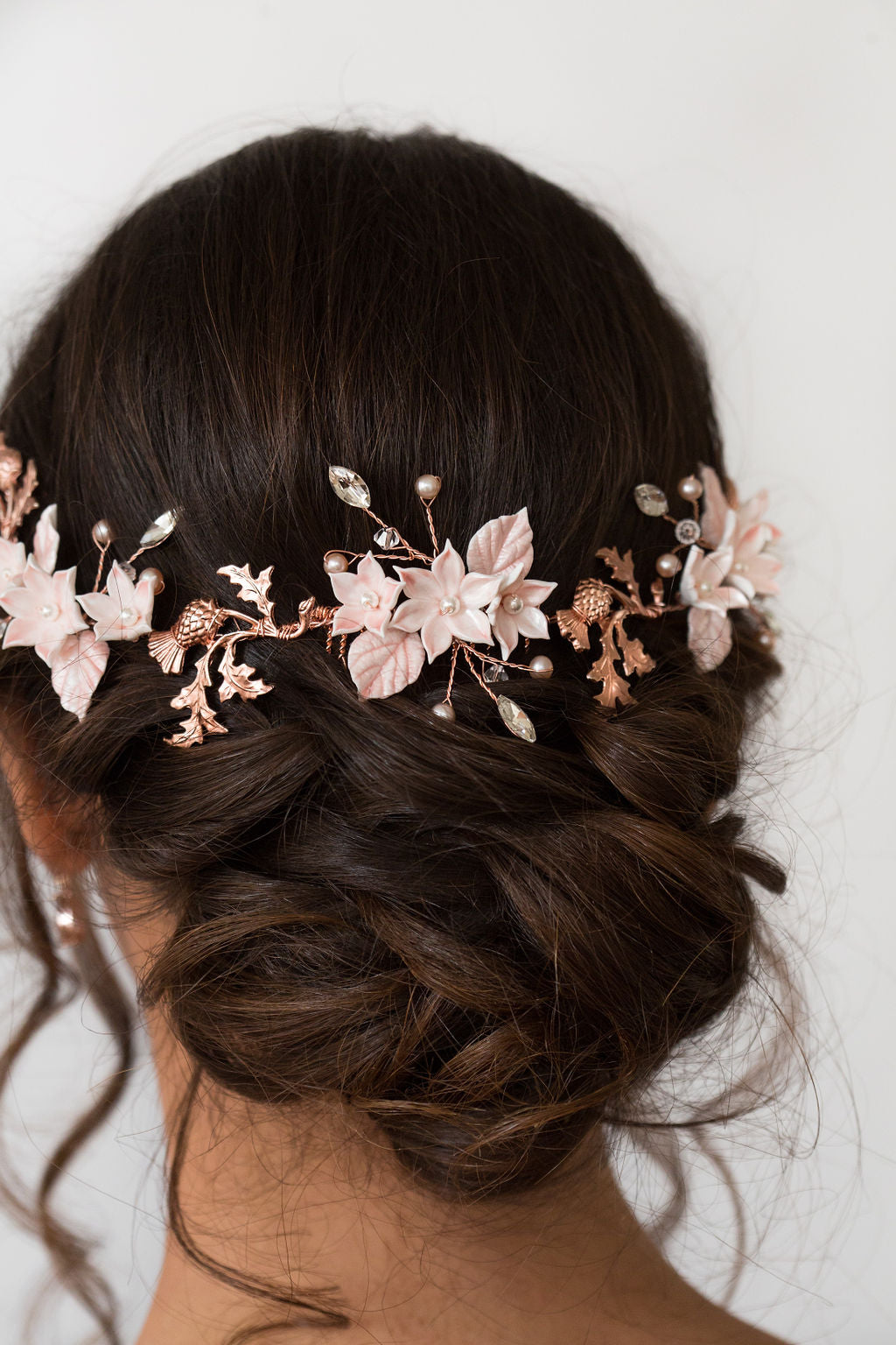 Thistle and Blush Flower Hair Vine Comb