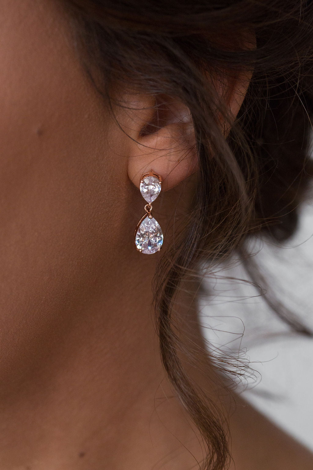 Small Teardrop Bridal Earrings