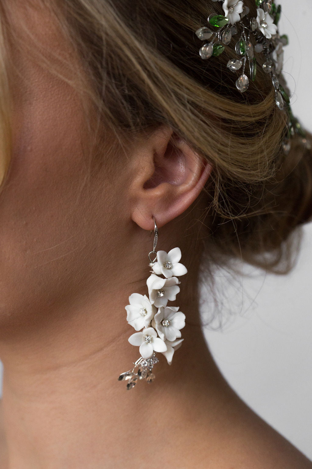 Large Statement Clay Flower Drop Earrings | Bride Earrings