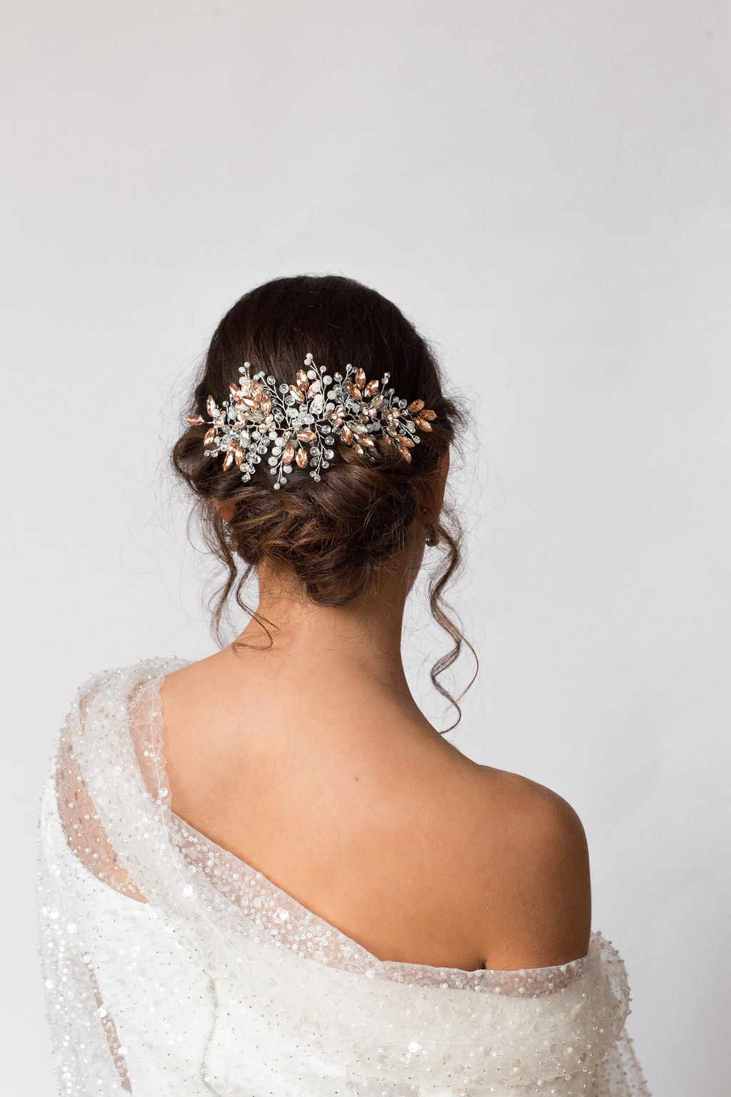 Large Peachy Blush Hair Vine | Bridal Vine