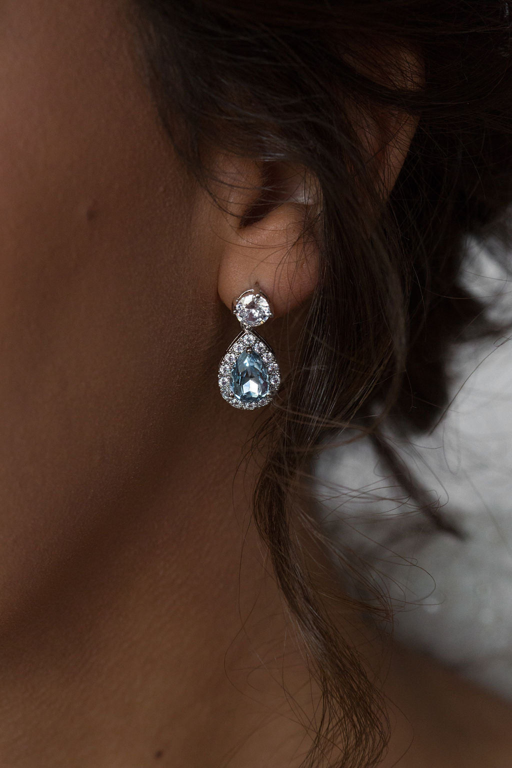 Light Sapphire Halo Bridal Jewellery Set