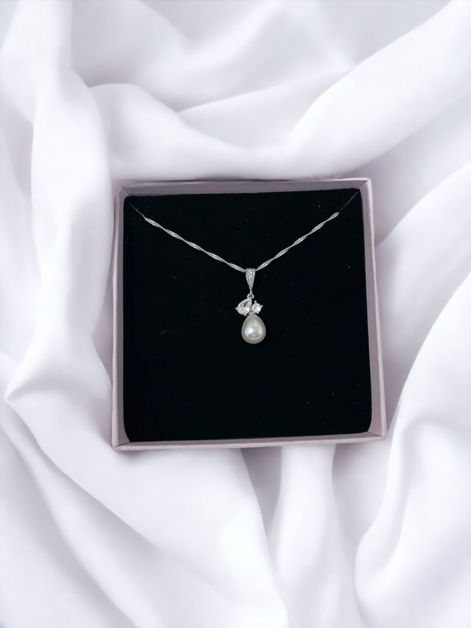 Long Pearl Drop Bridal Necklace | Wedding Jewellery Set