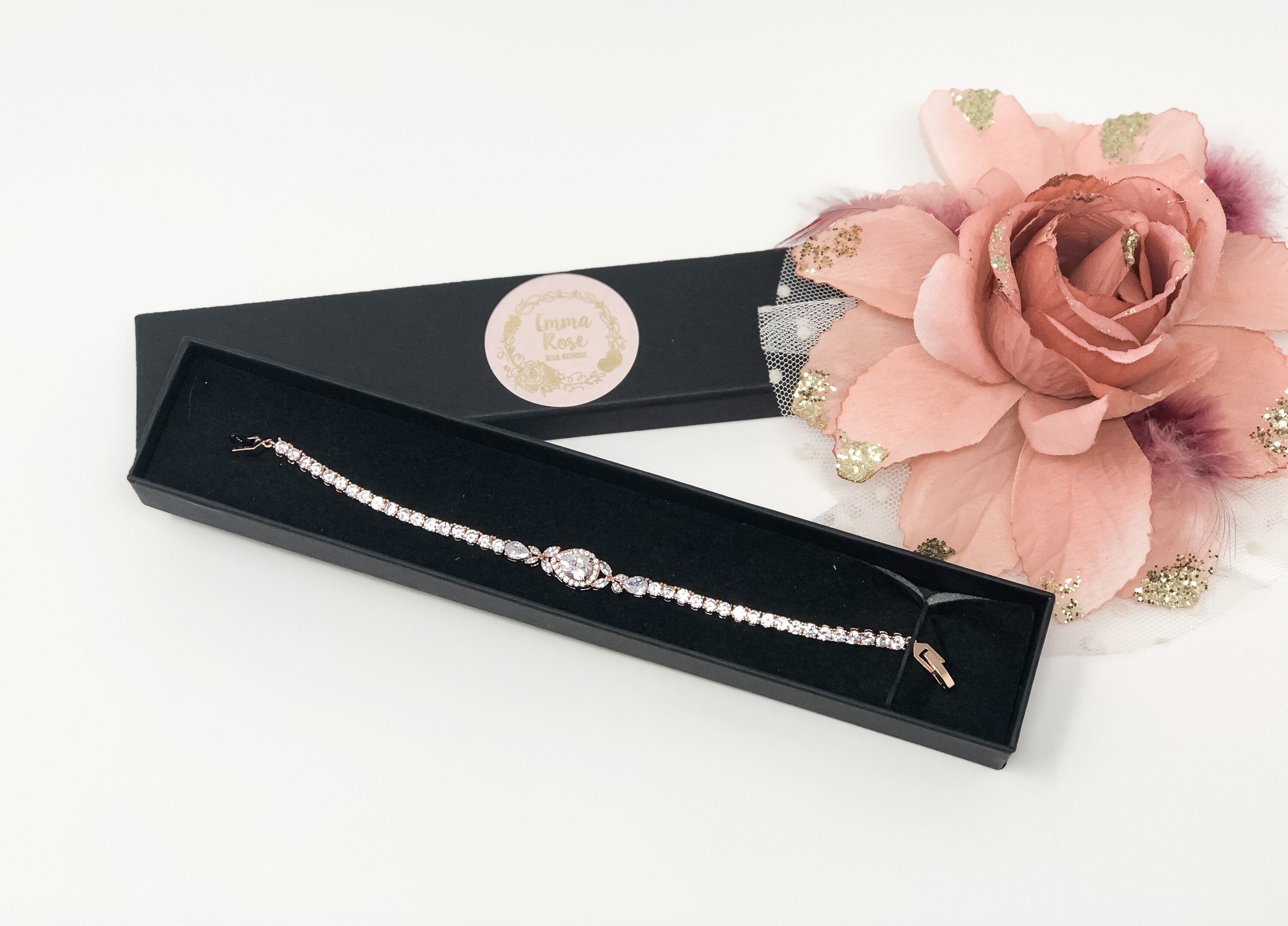 Sparkly Bridal Bracelet - Wedding Bracelet - Bride Jewellery - Silver Teardrop Tennis Bracelet - Gift - Bridesmaids
