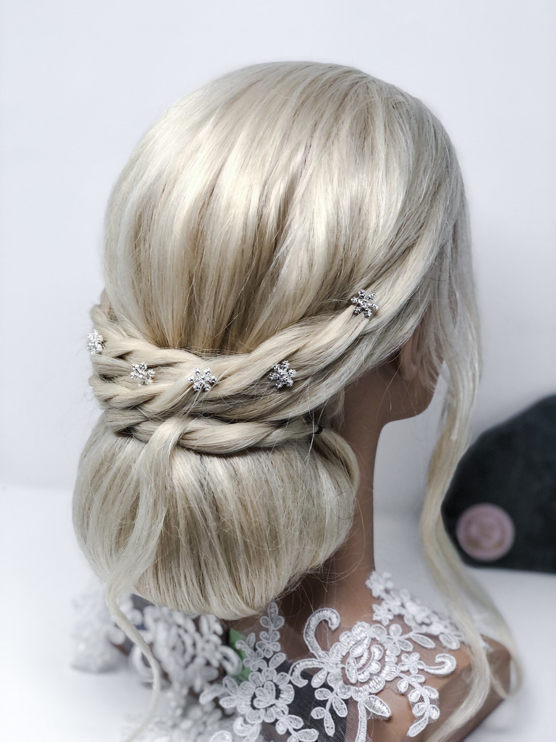 Snowflake Hair Pins, Snowflake Hair Clips, Bridesmaid Hair Pins, Bridal Hair Pins silver
