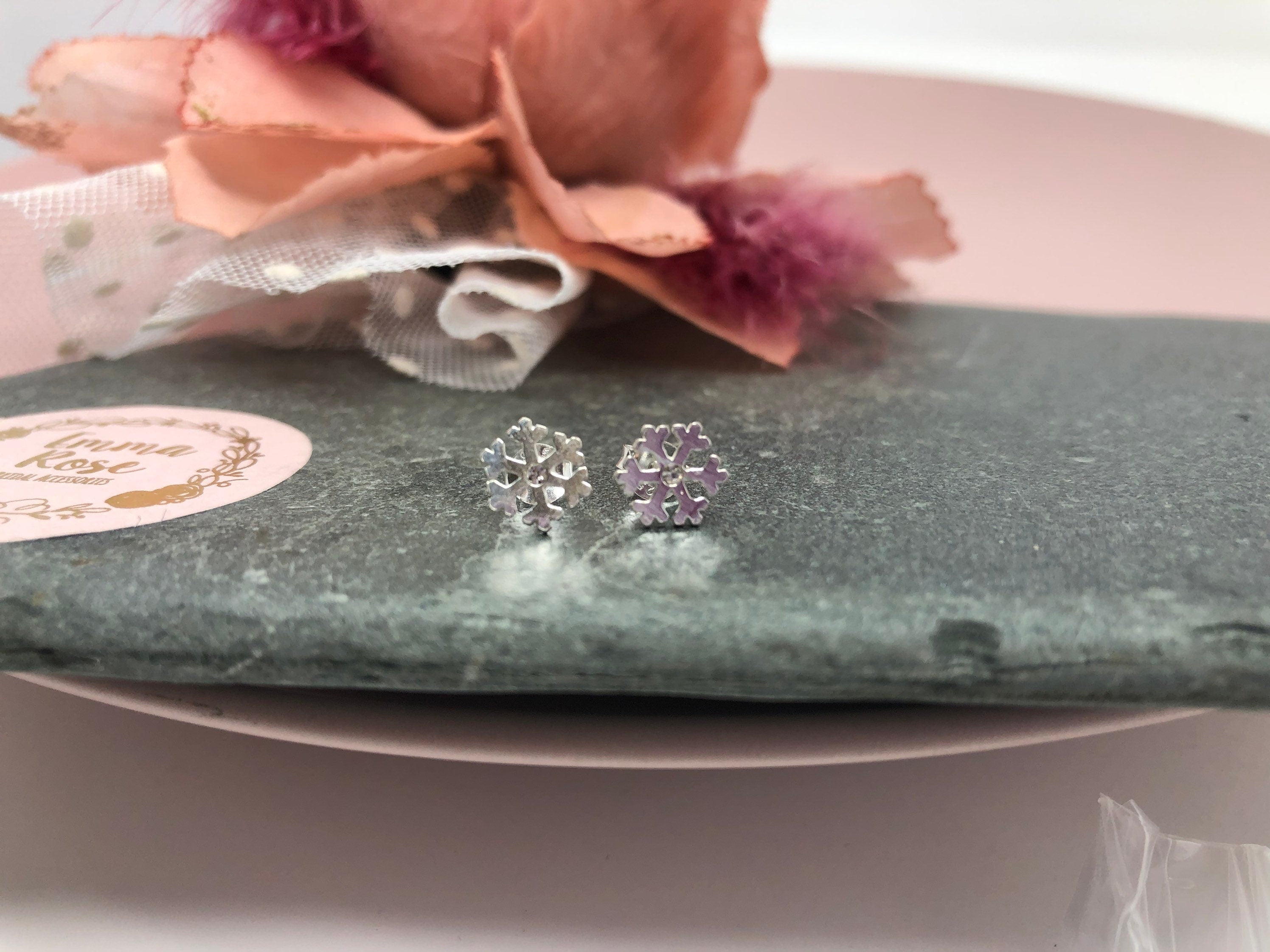 Snowflake Stud Earrings | Sterling Silver Studs | Silver Earrings | Christmas Earrings | Stocking Filler Gift