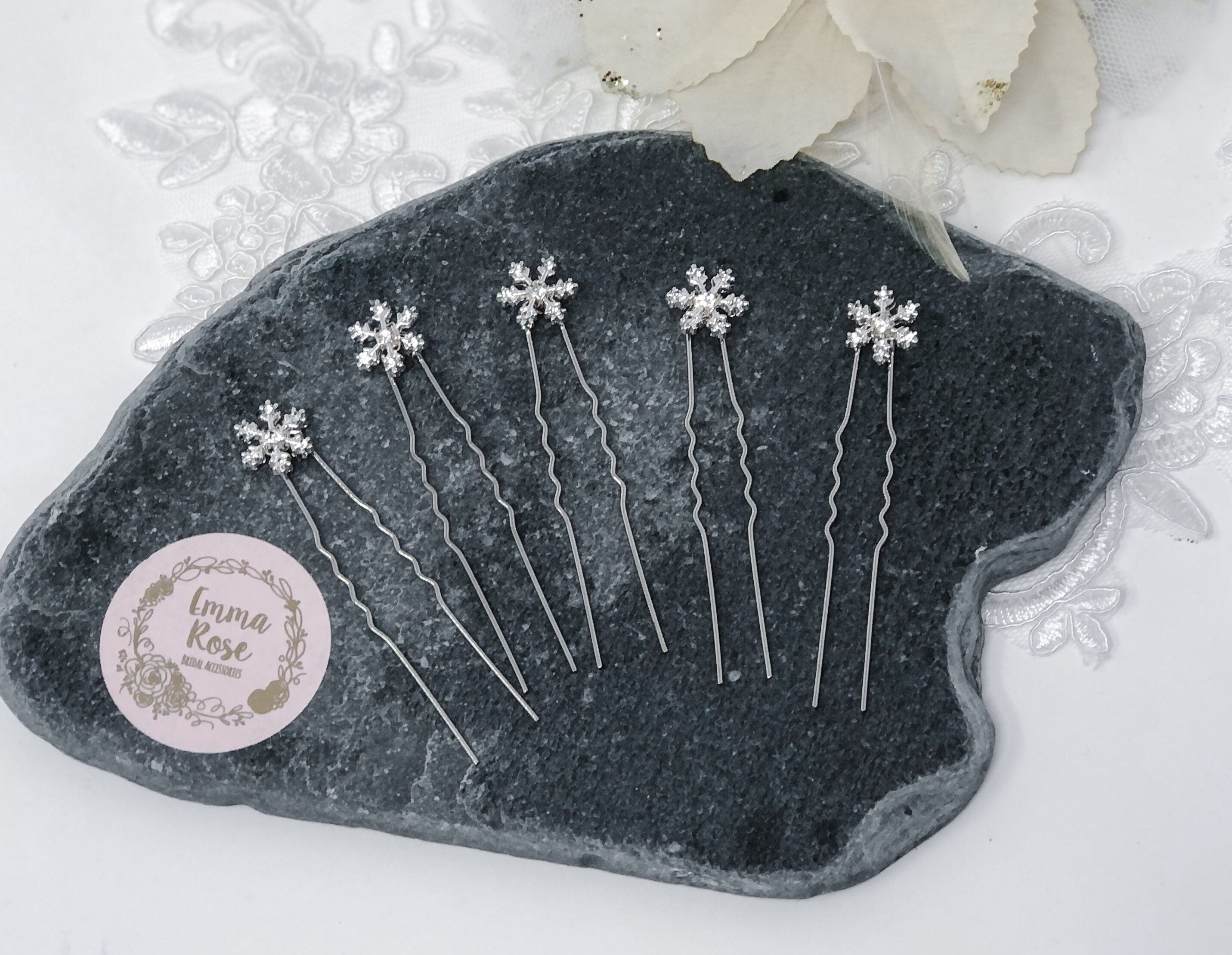 Snowflake Hair Pins, Snowflake Hair Clips, Bridesmaid Hair Pins, Bridal Hair Pins silver