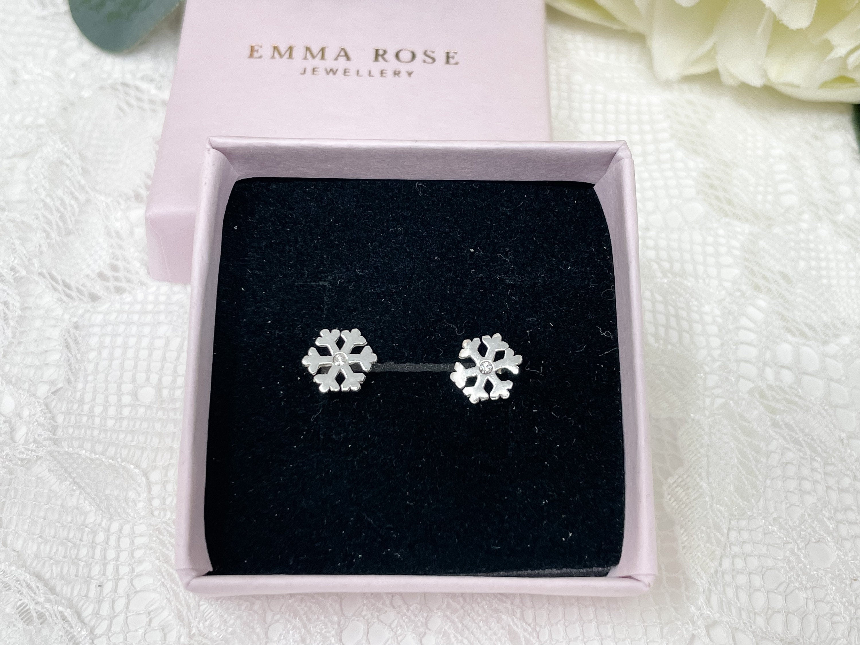 Snowflake Stud Earrings | Sterling Silver Studs | Silver Earrings | Christmas Earrings | Stocking Filler Gift