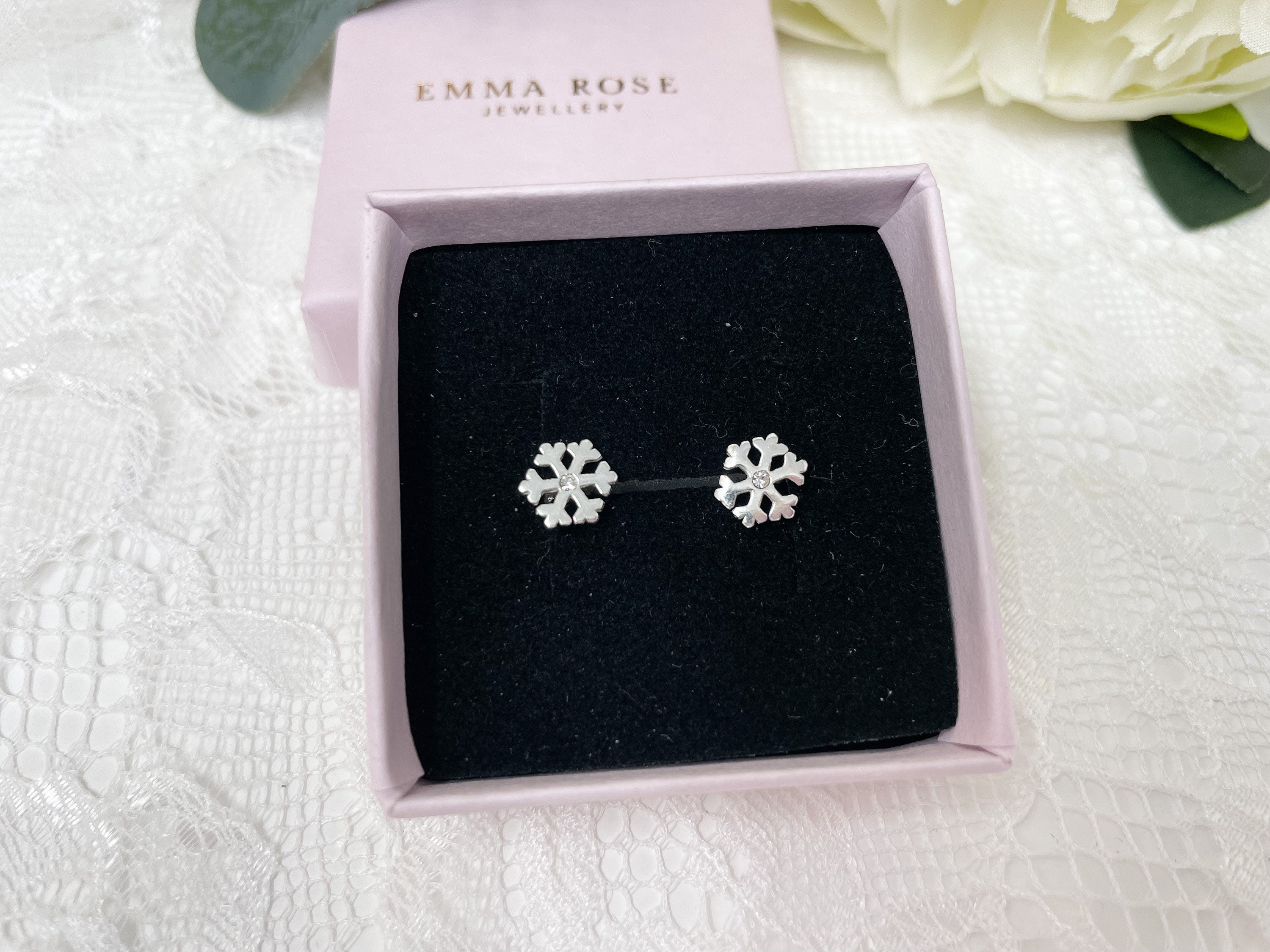 Snowflake Stud Earrings | Sterling Silver Studs | Silver Earrings | Christmas Earrings | Stocking Filler Gift