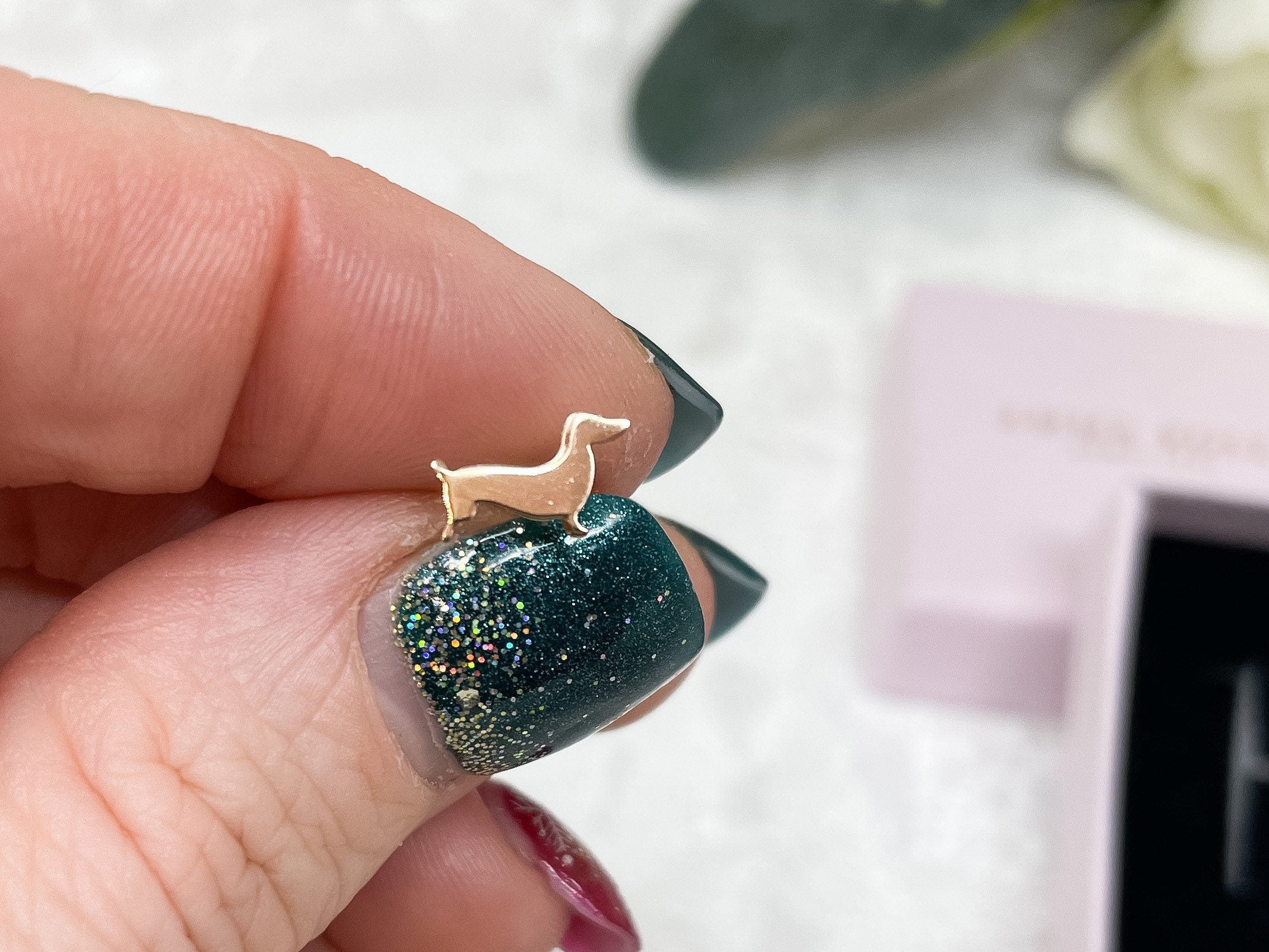 Dachshund Stud Earrings - Sausage Dog - Rose Gold Sterling Silver - Dog Lover Jewellery - Gift For Her - Dog Mum