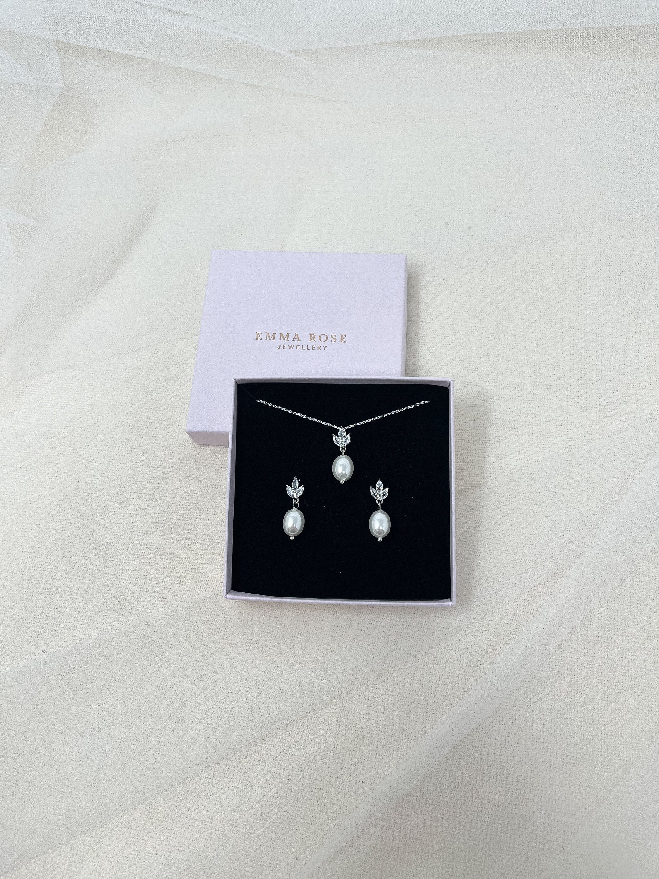 Small Pearl drop Earring | Leafy Cubic Zirconia Bridal Earring | Wedding Earrings | Teardrop Pearl Earring | Wedding Jewellery