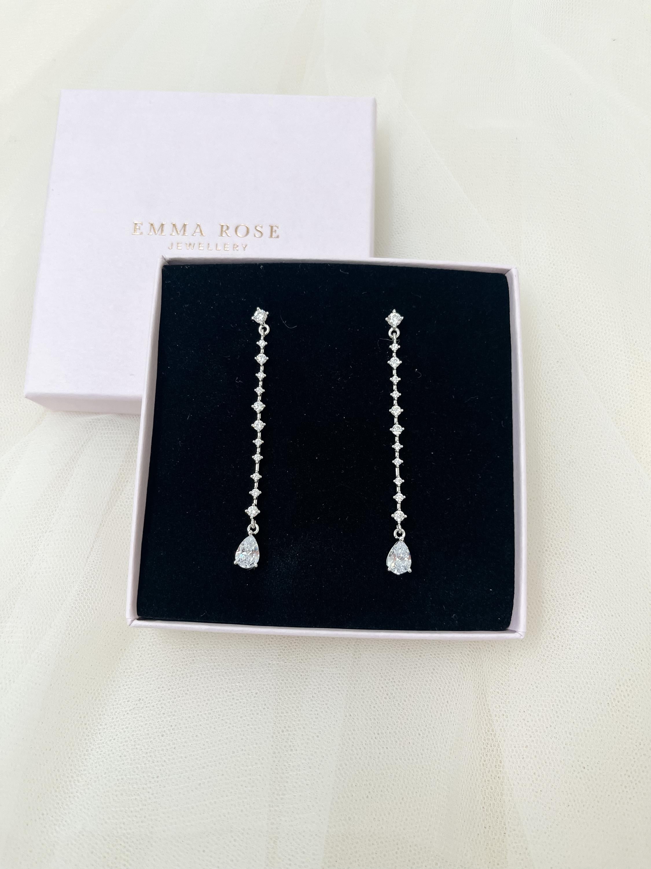 Bridal Earrings | Long Drop Earrings | Crystal Wedding Earrings | Gift | Special Occasion | Bride