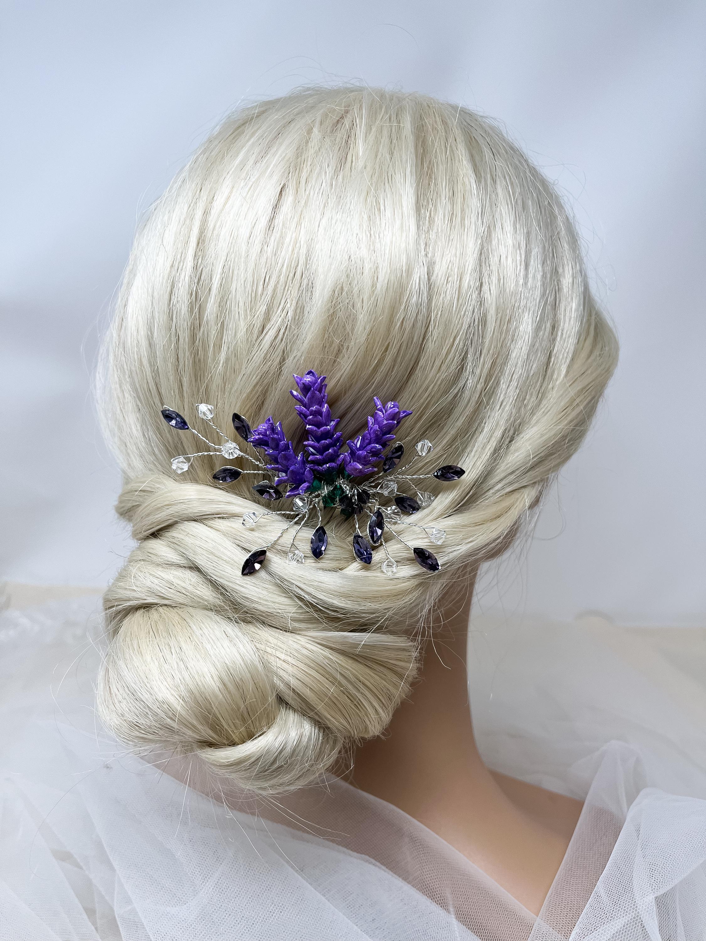 purple heather bridesmaid comb