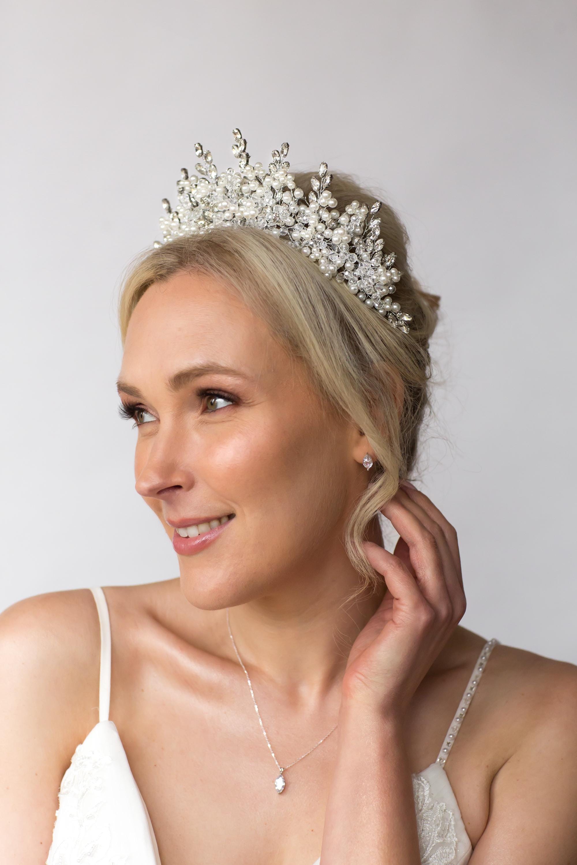Bridal Crown | Large Pearl Tiara | Bride | Wedding | Headband