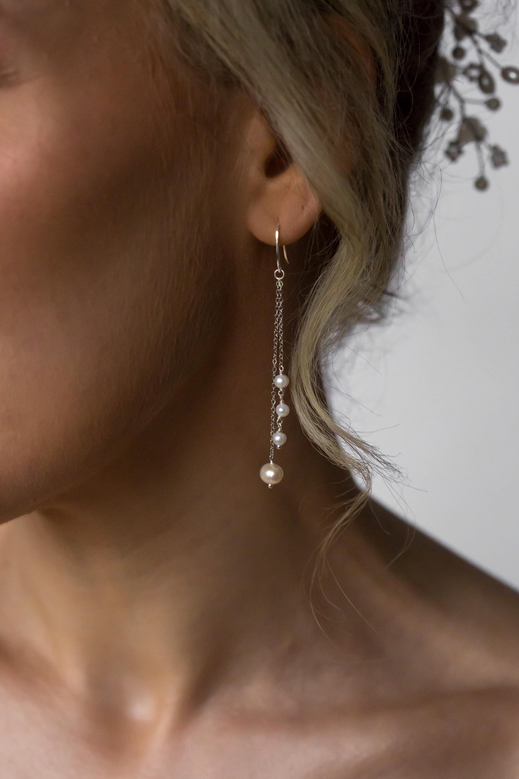 Long Pearl Drop Bridal Earrings | Freshwater Pearl | Bride | Wedding Earrings | Bridal Jewellery | Gift | Occasion