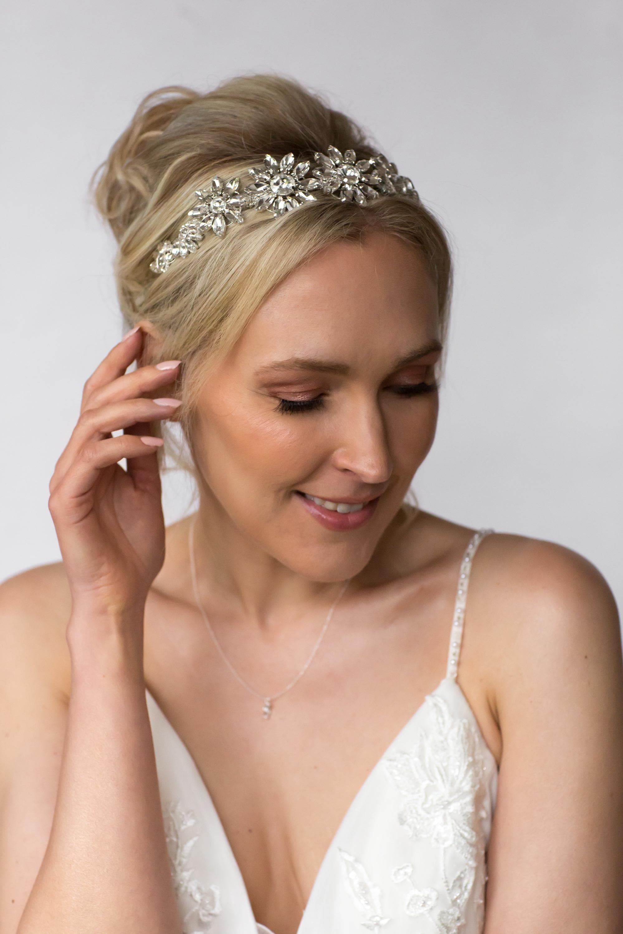 Crystal Flower Bridal Headpiece, Large Statement Wedding Headband Tiara