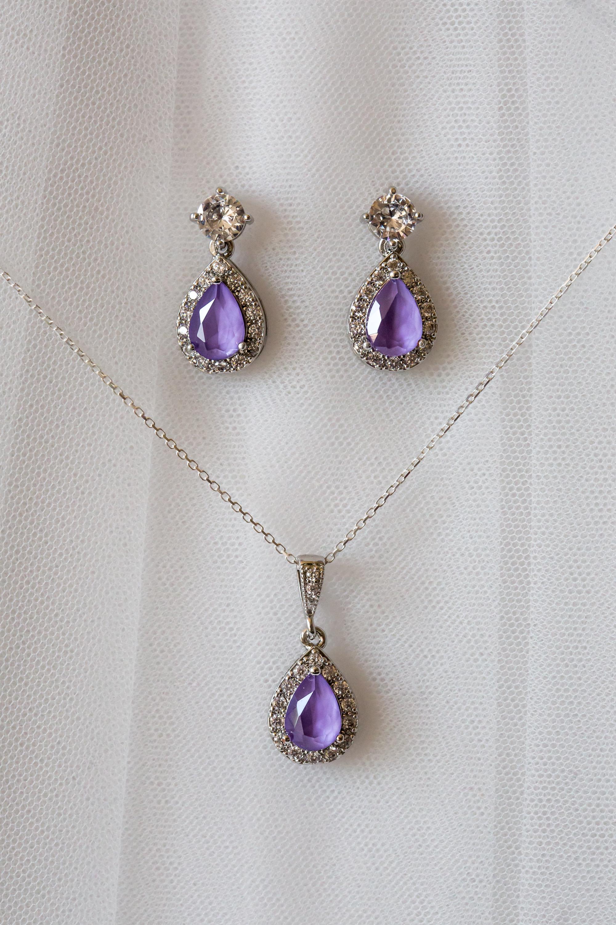 Light Blush Pink Crystal Jewellery Set | Wedding Jewellery | Drop Earring | Necklace | Bridesmaid Gift | Bride
